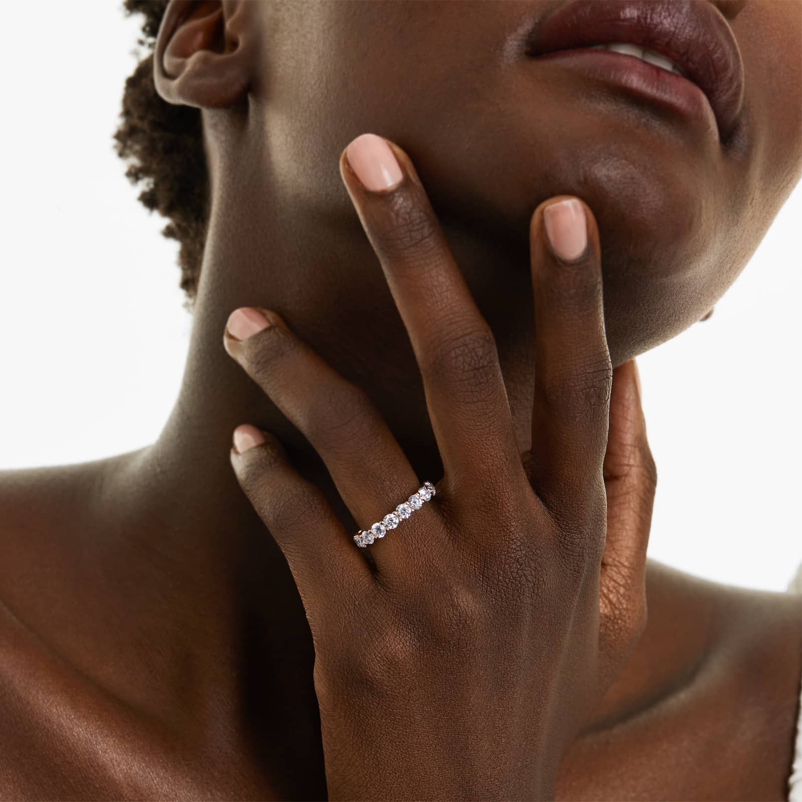 Round Lab Grown Diamond Trellis Eternity band, EF Color, VS Clarity, IGI Certified