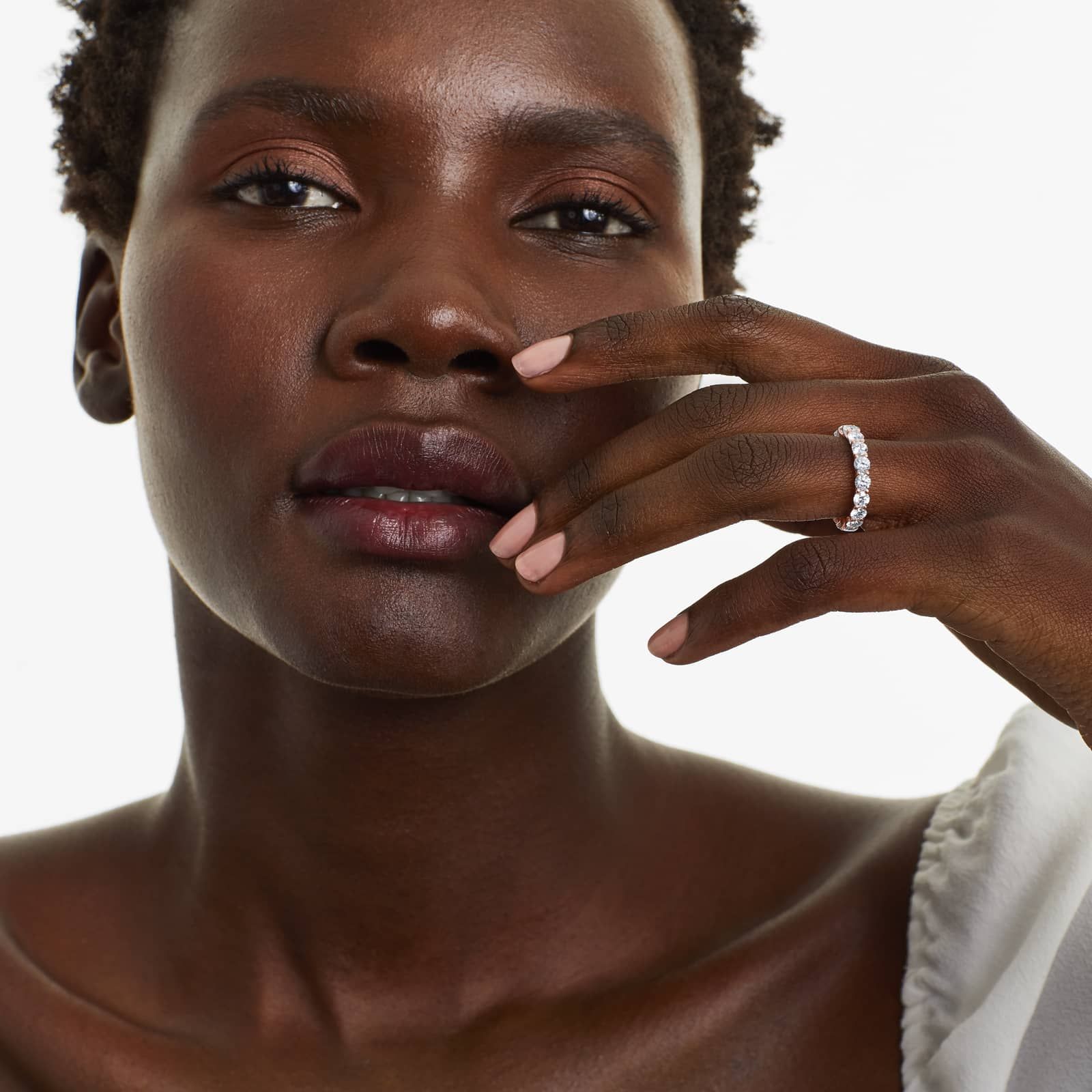 Round Lab Grown Diamond Trellis Eternity band, EF Color, VS Clarity, IGI Certified