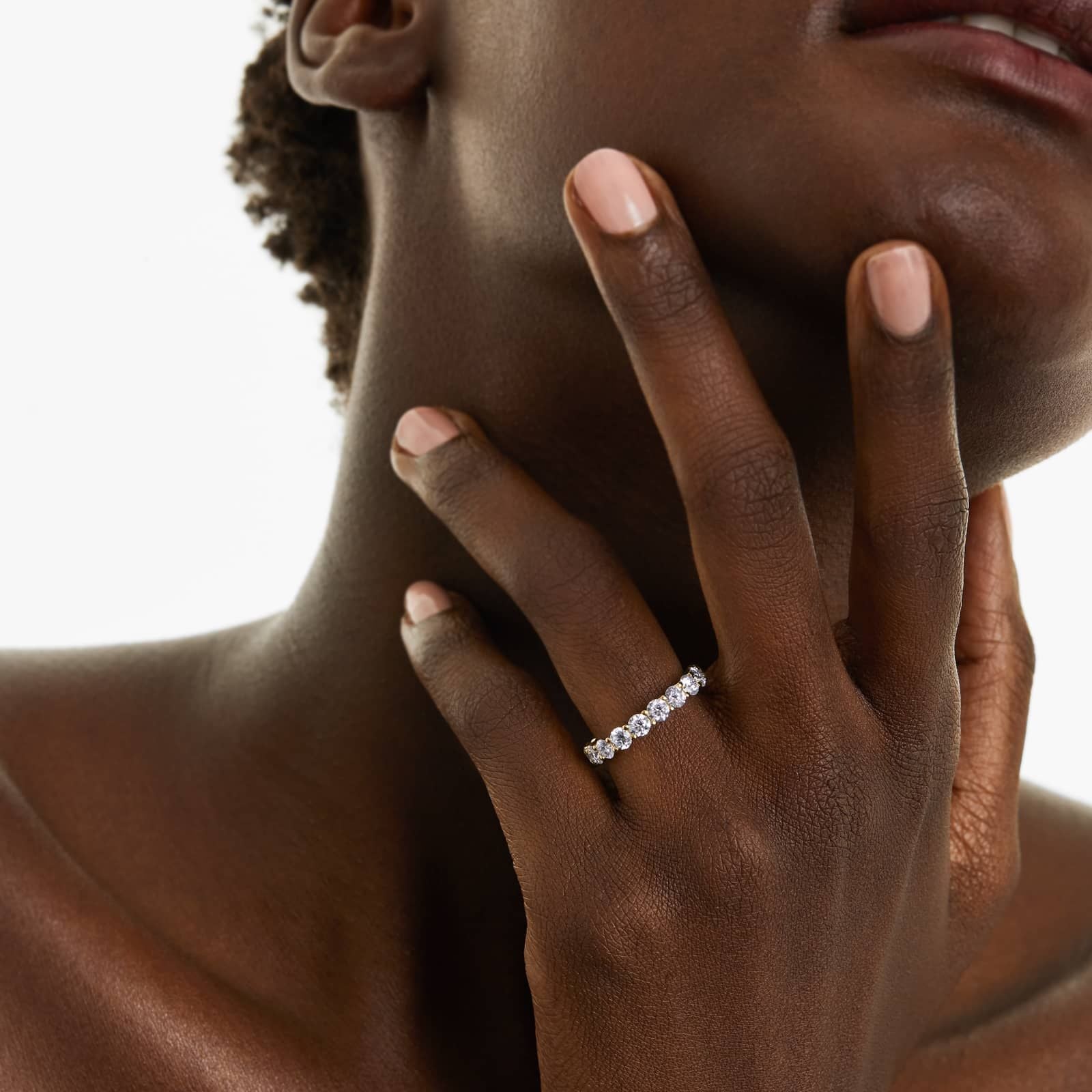 Round Lab Grown Diamond Trellis Eternity band, EF Color, VS Clarity, IGI Certified