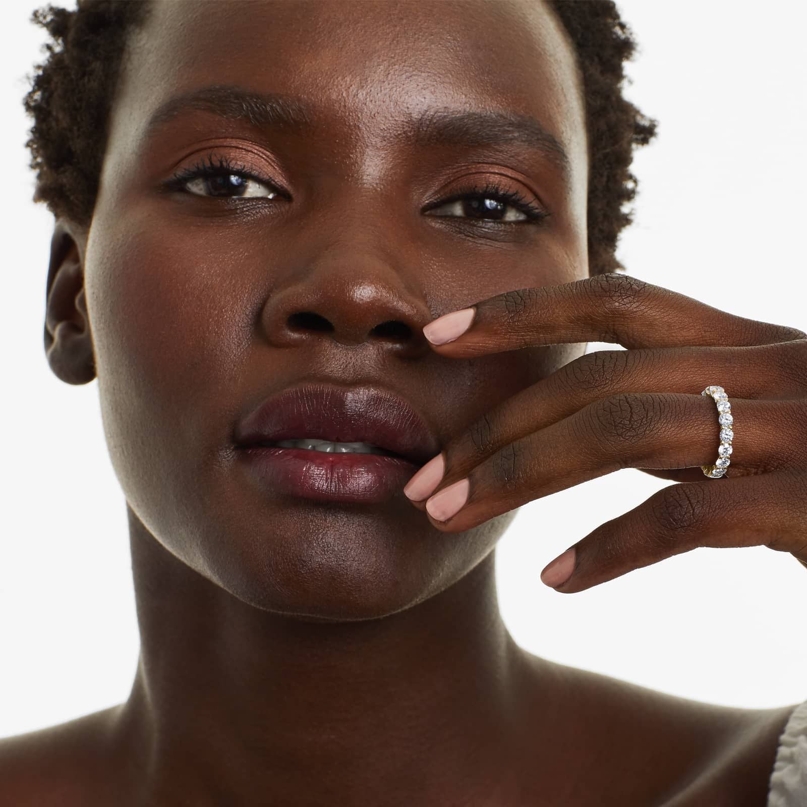 Round Lab Grown Diamond Trellis Eternity band, EF Color, VS Clarity, IGI Certified