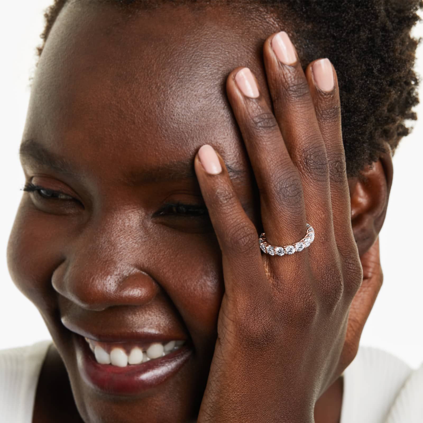 Round Lab Grown Diamond Trellis Eternity band, EF Color, VS Clarity, IGI Certified