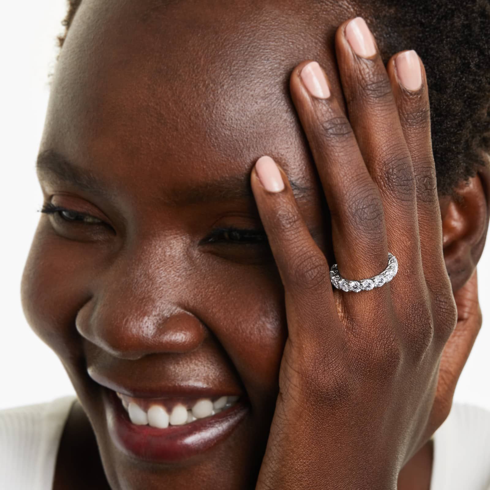 Round Lab Grown Diamond Trellis Eternity band, EF Color, VS Clarity, IGI Certified