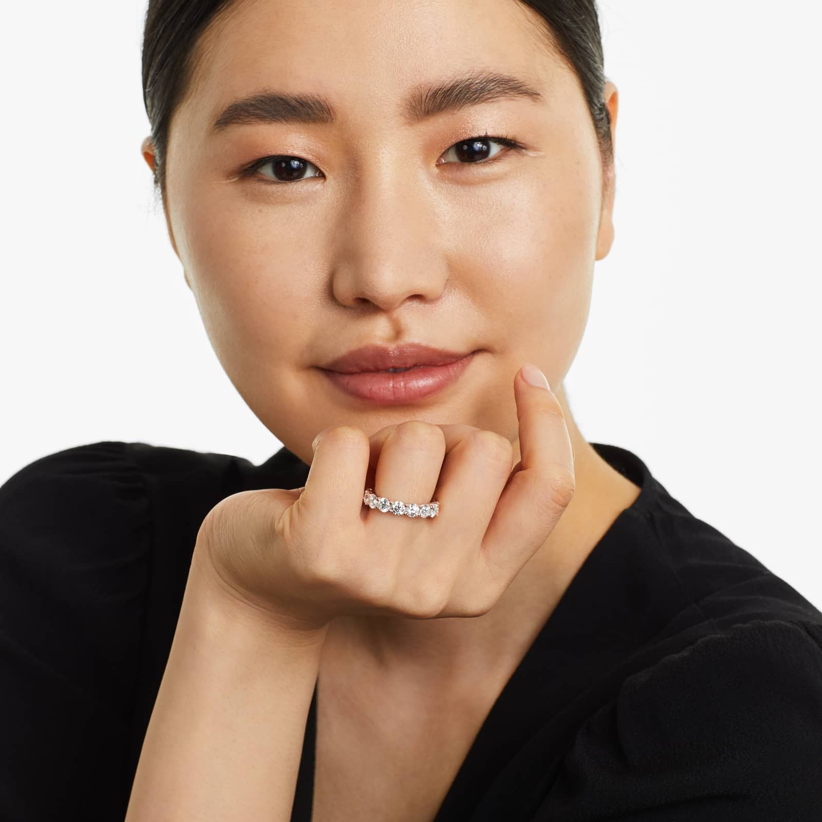 Round Lab Grown Diamond Trellis Eternity band, EF Color, VS Clarity, IGI Certified