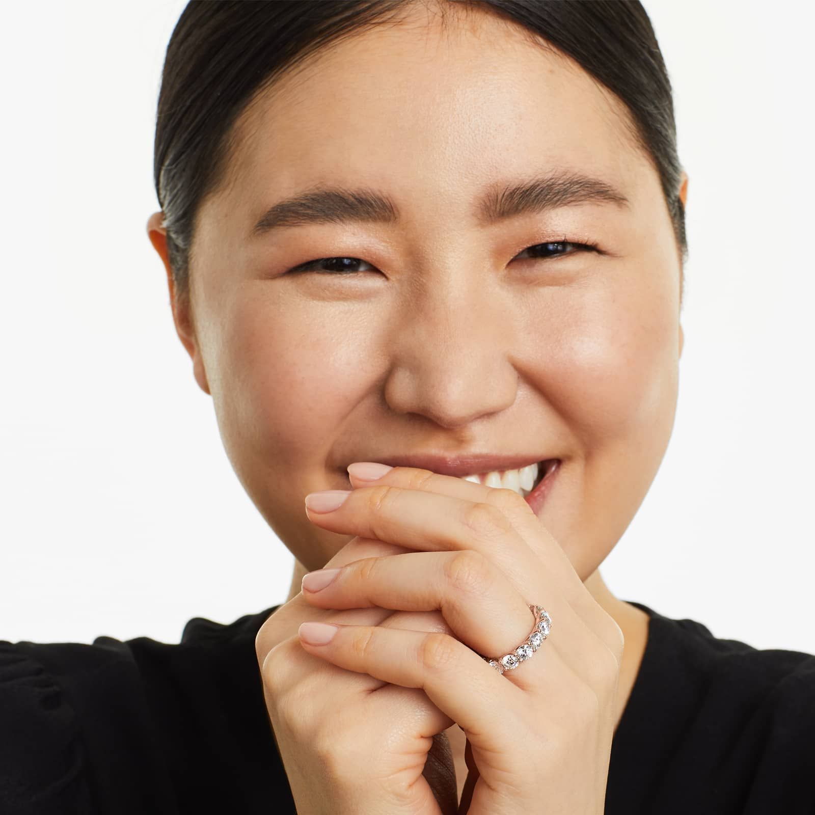 Round Lab Grown Diamond Trellis Eternity band, EF Color, VS Clarity, IGI Certified