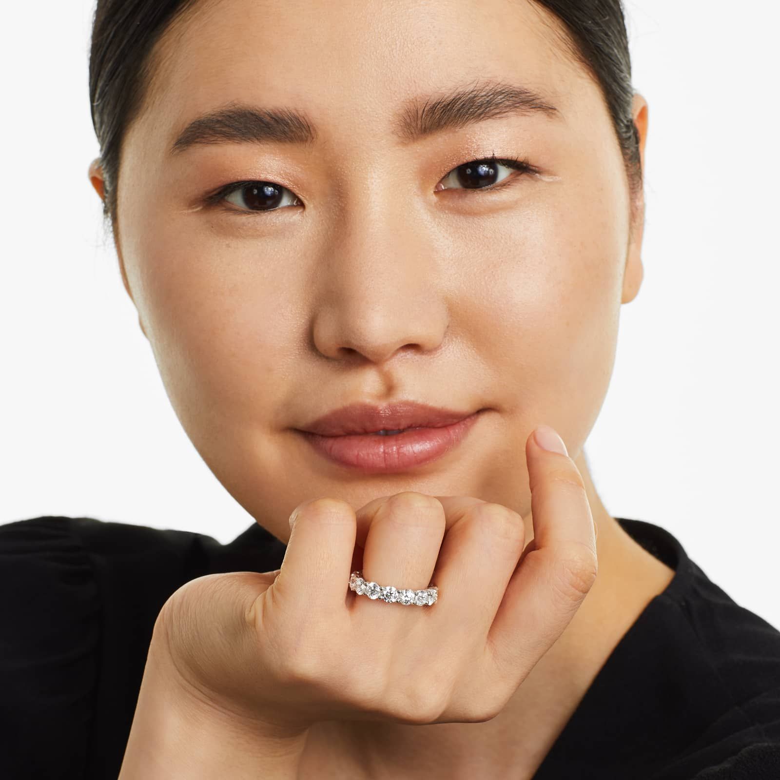 Round Lab Grown Diamond Trellis Eternity band, EF Color, VS Clarity, IGI Certified