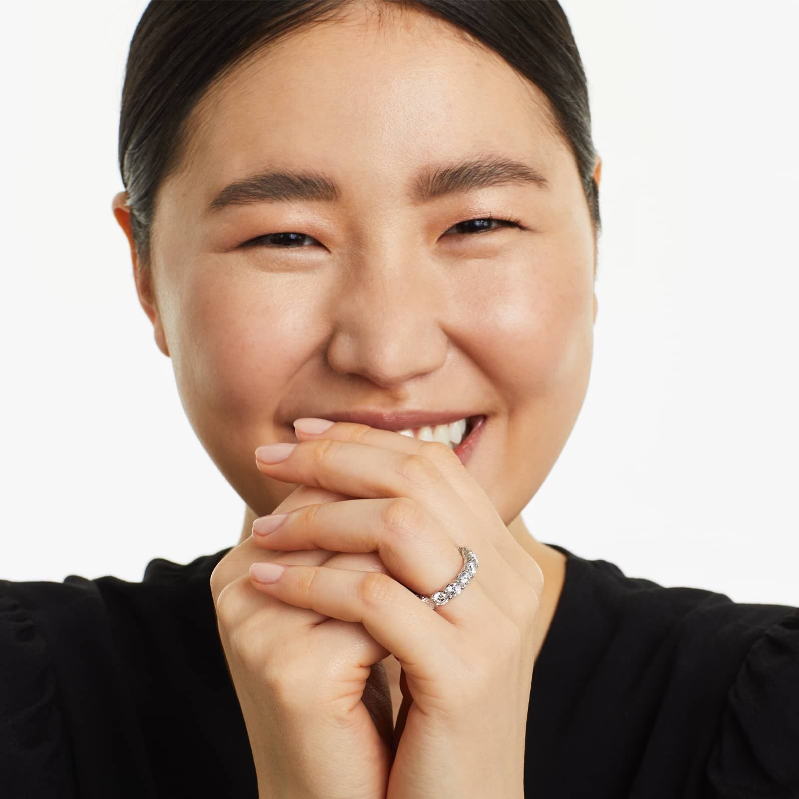 Round Lab Grown Diamond Trellis Eternity band, EF Color, VS Clarity, IGI Certified