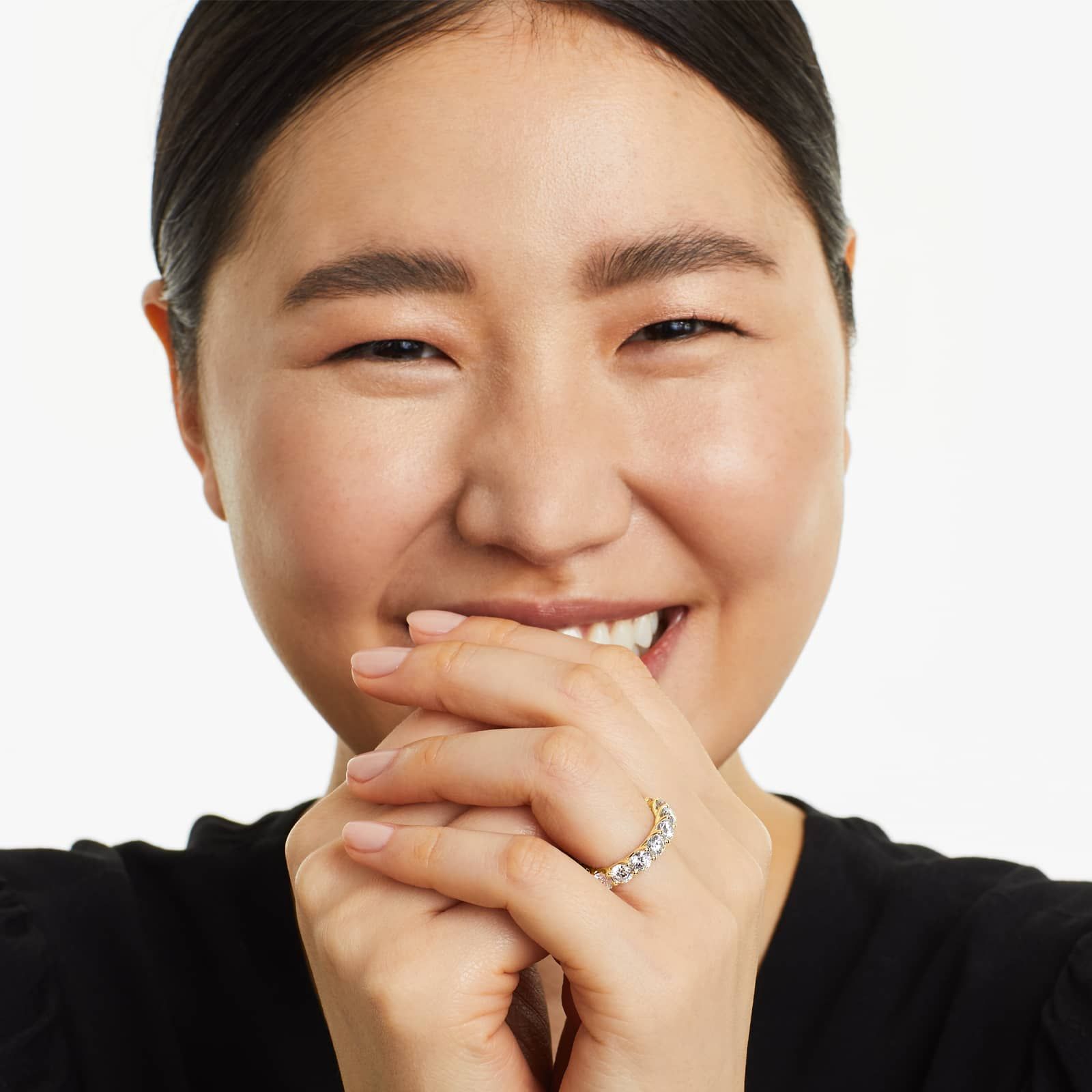 Round Lab Grown Diamond Trellis Eternity band, EF Color, VS Clarity, IGI Certified