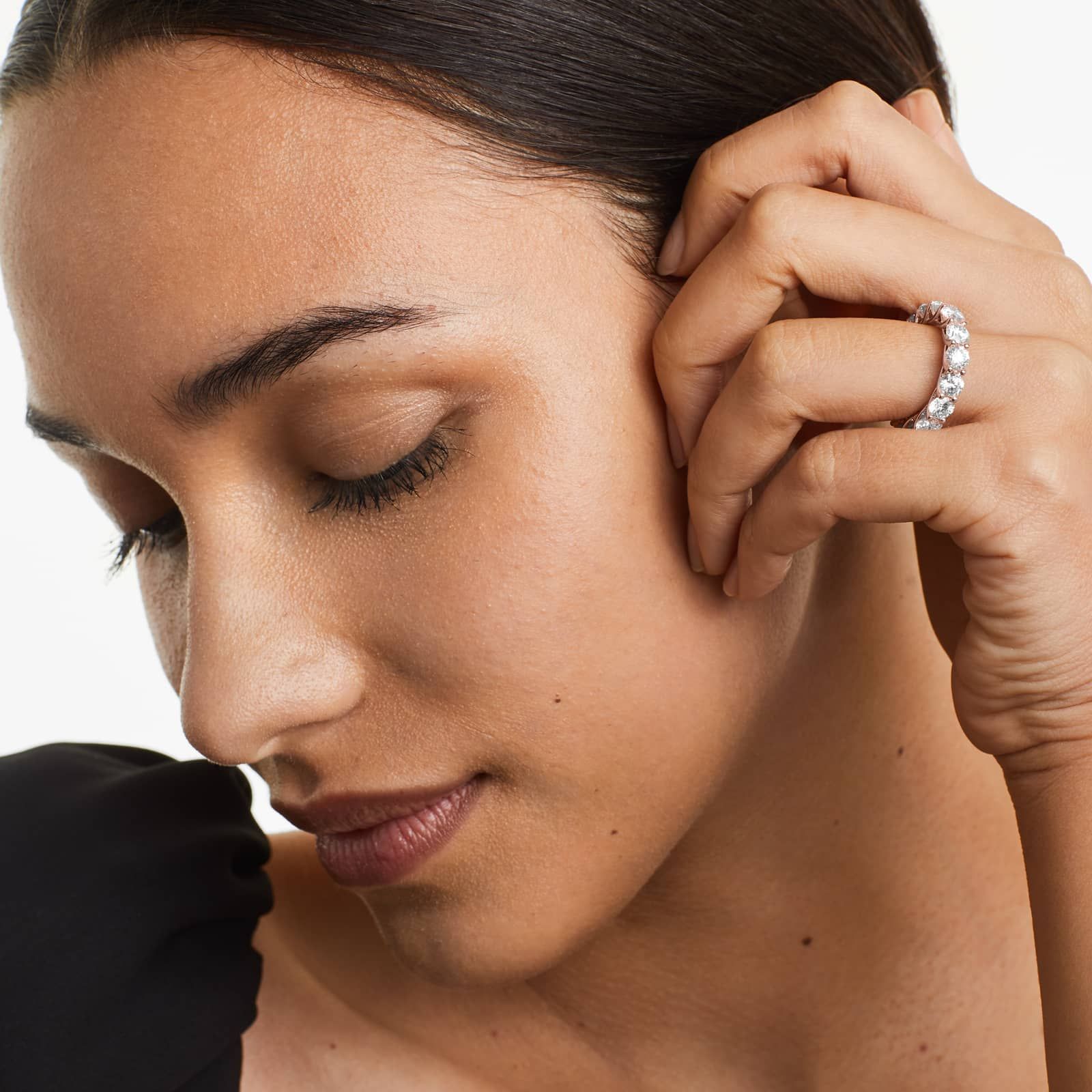 Round Lab Grown Diamond Trellis Eternity band, EF Color, VS Clarity, IGI Certified