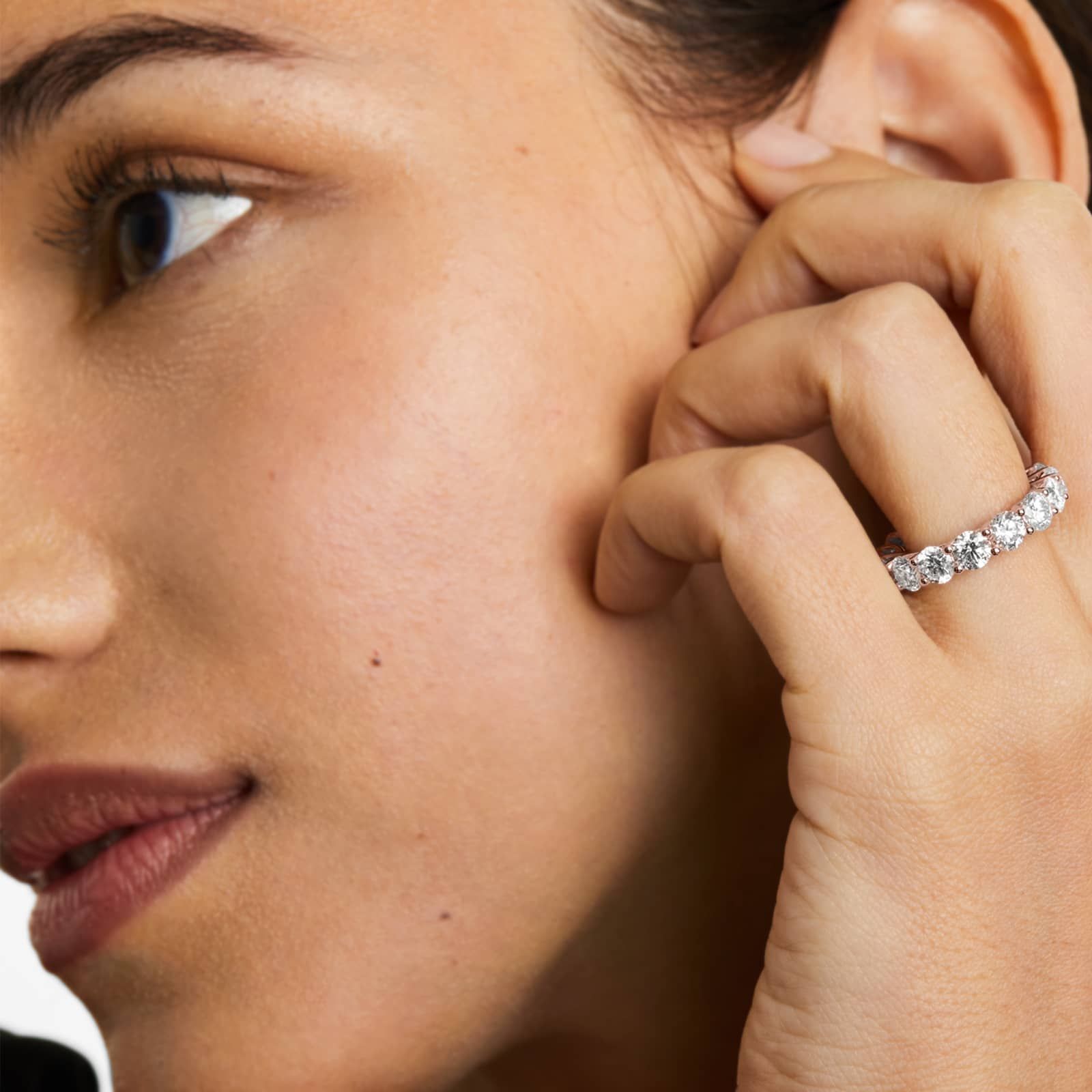 Round Lab Grown Diamond Trellis Eternity band, EF Color, VS Clarity, IGI Certified