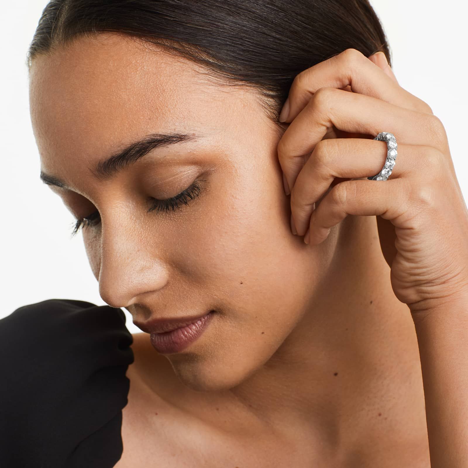 Round Lab Grown Diamond Trellis Eternity band, EF Color, VS Clarity, IGI Certified