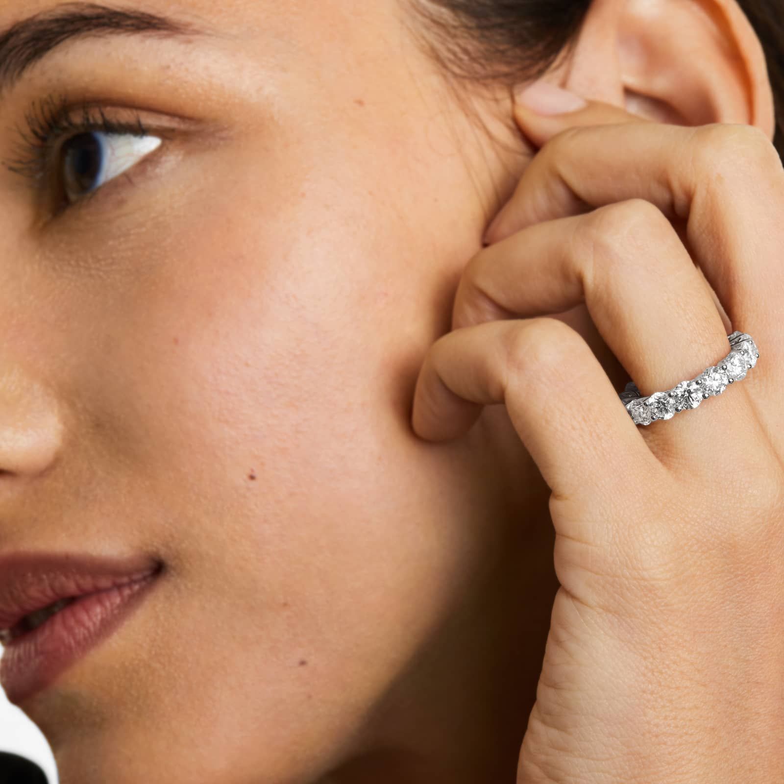 Round Lab Grown Diamond Trellis Eternity band, EF Color, VS Clarity, IGI Certified