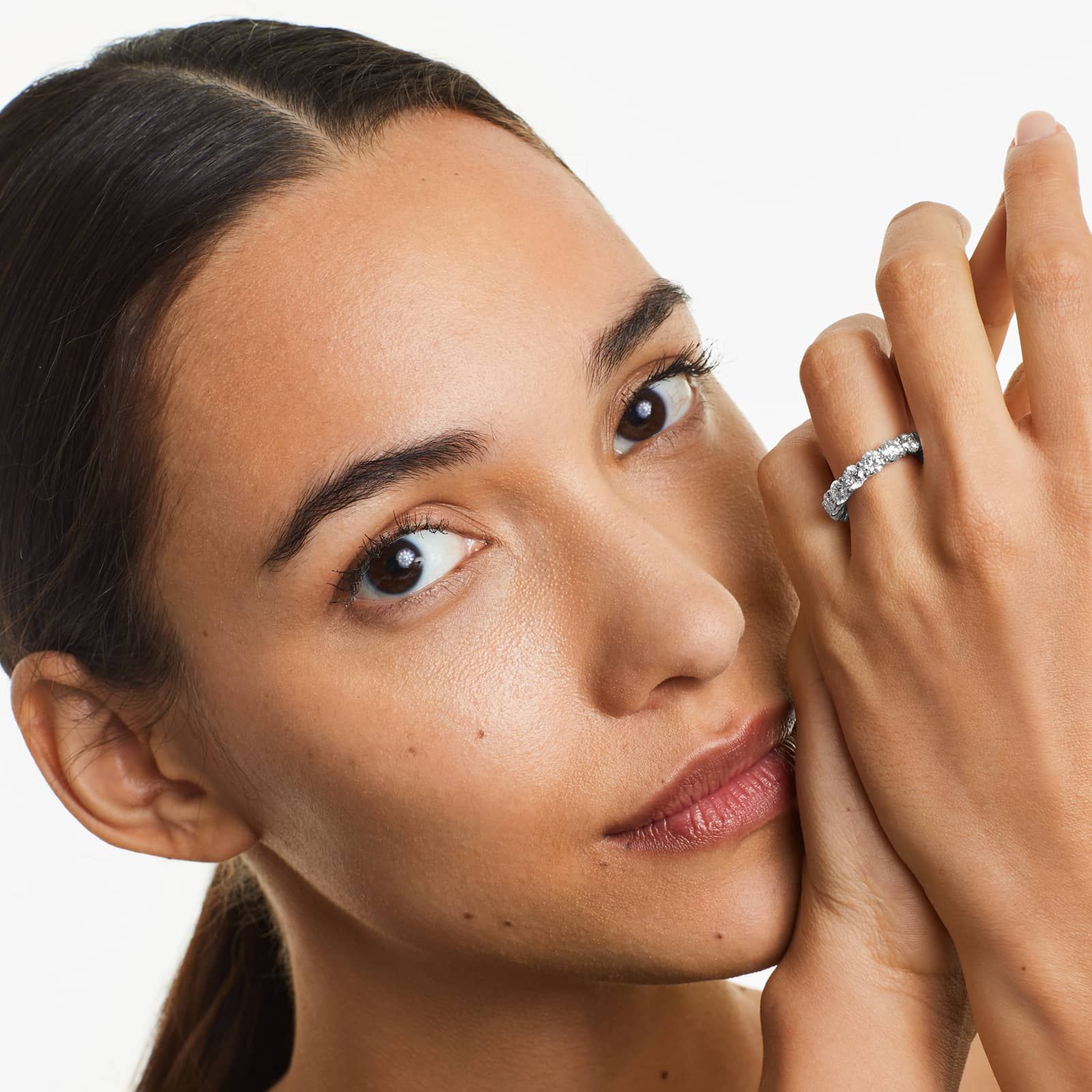 Round Lab Grown Diamond Trellis Eternity band, EF Color, VS Clarity, IGI Certified