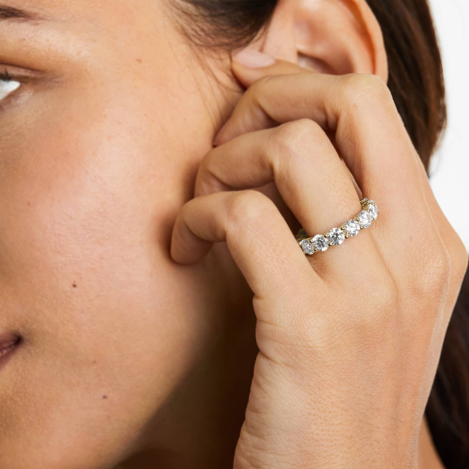 Round Lab Grown Diamond Trellis Eternity band, EF Color, VS Clarity, IGI Certified