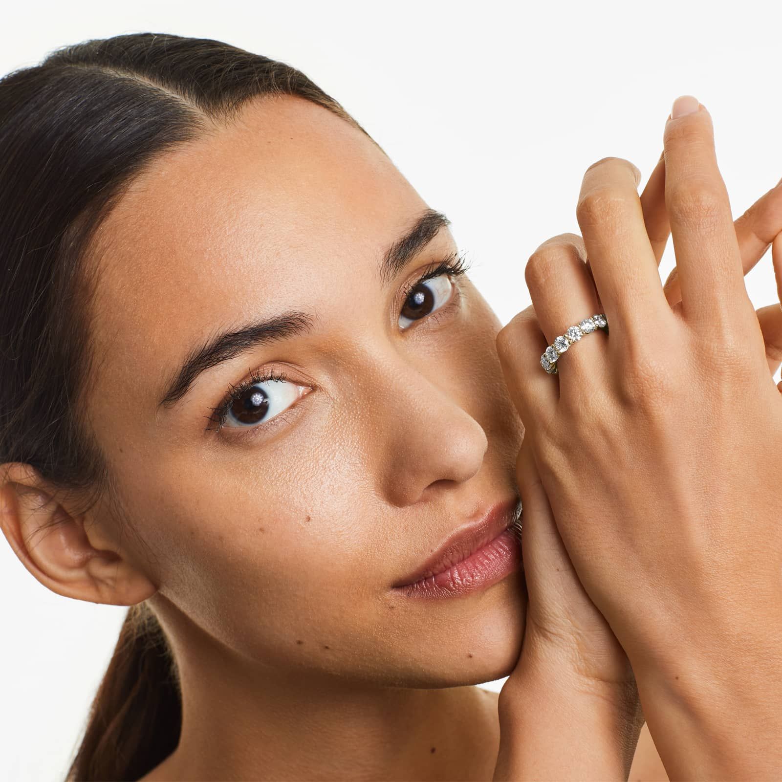 Round Lab Grown Diamond Trellis Eternity band, EF Color, VS Clarity, IGI Certified