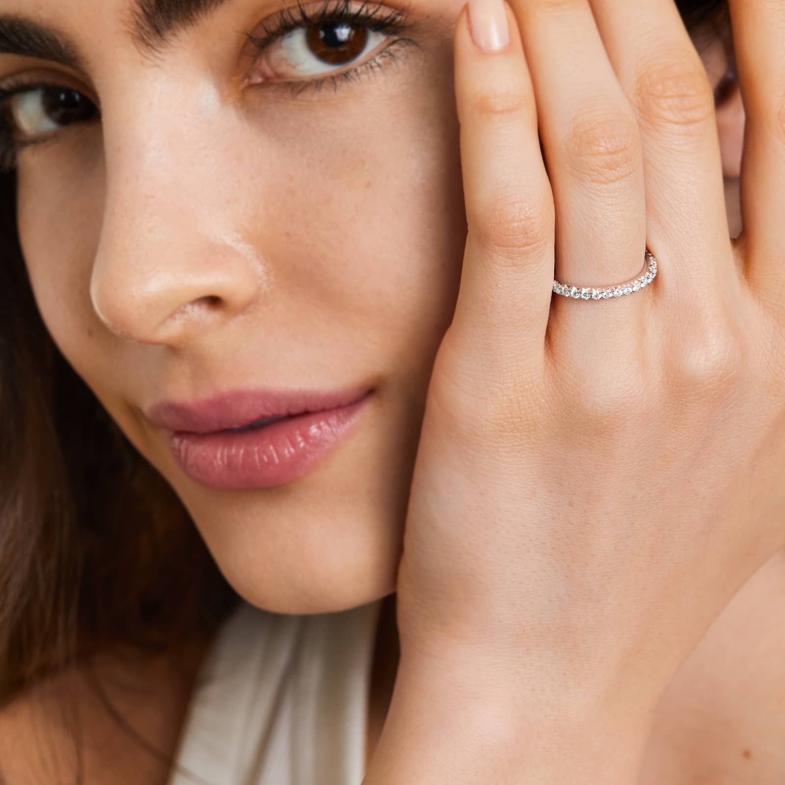 French Pavé Lab Grown Diamond Eternity Ring, EF Color, VS Clarity, IGI Certified