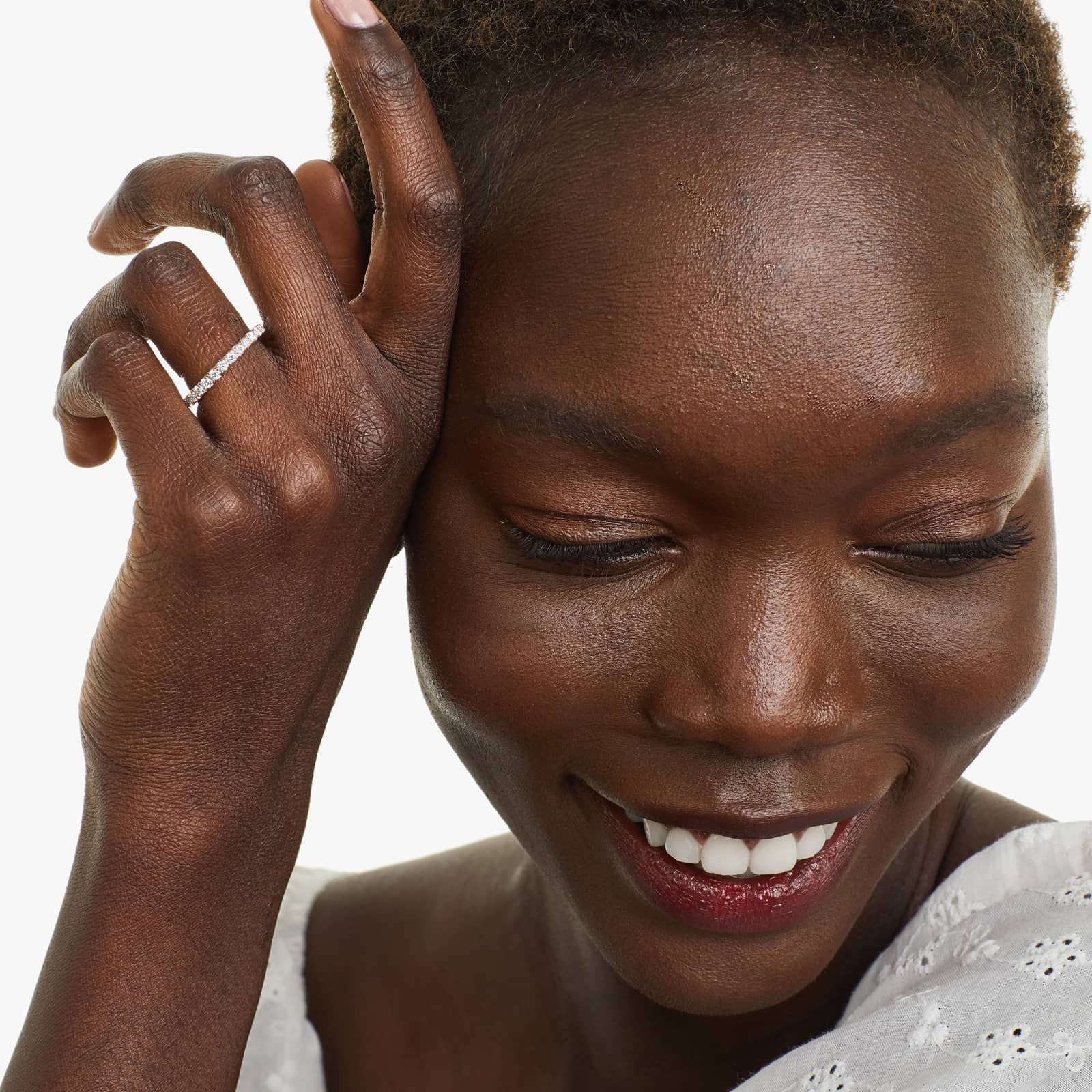 French Pavé Lab Grown Diamond Eternity Ring, EF Color, VS Clarity, IGI Certified