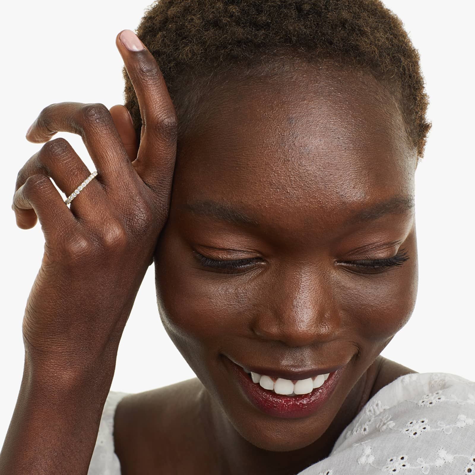 French Pavé Lab Grown Diamond Eternity Ring, EF Color, VS Clarity, IGI Certified