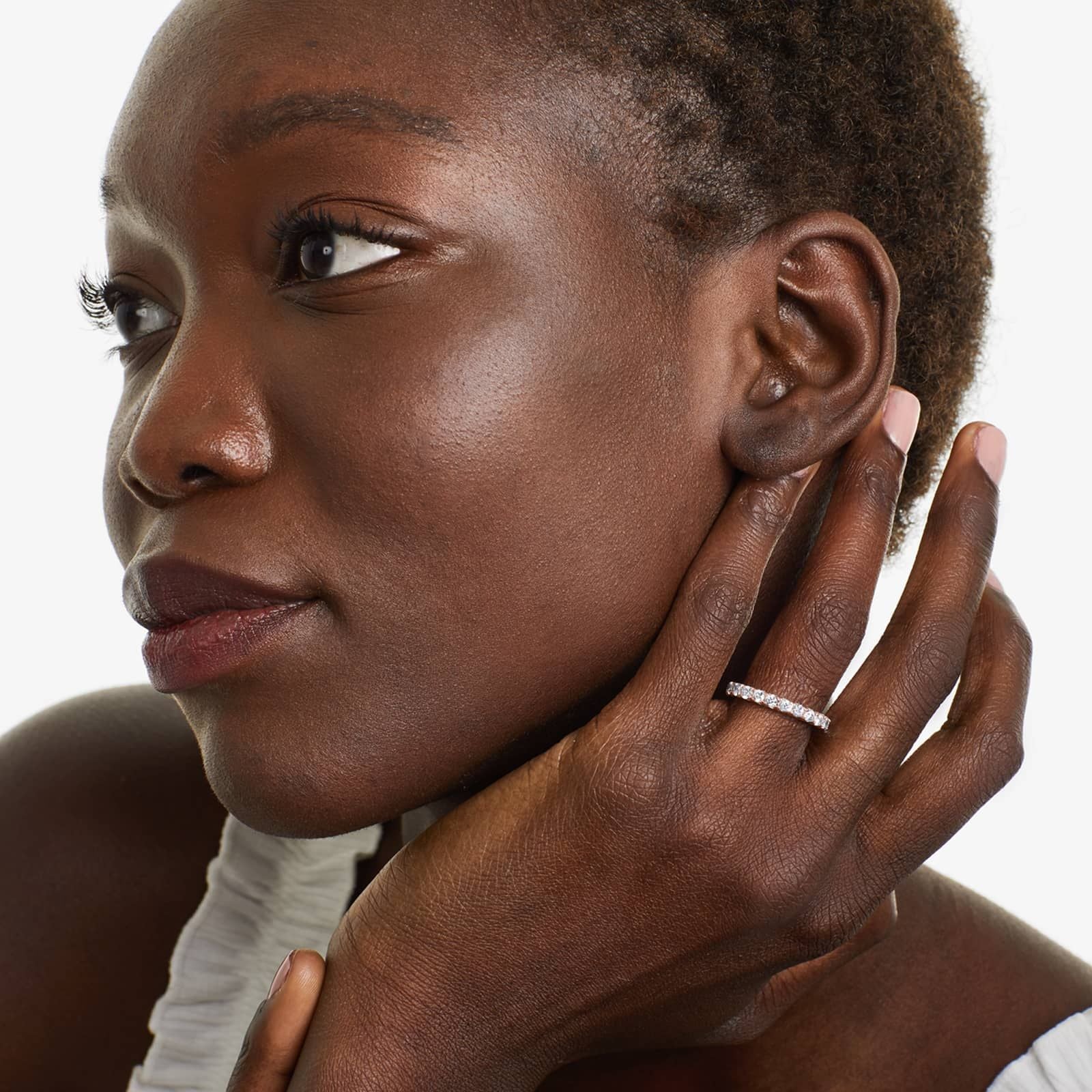 French Pavé Lab Grown Diamond Eternity Ring, EF Color, VS Clarity, IGI Certified