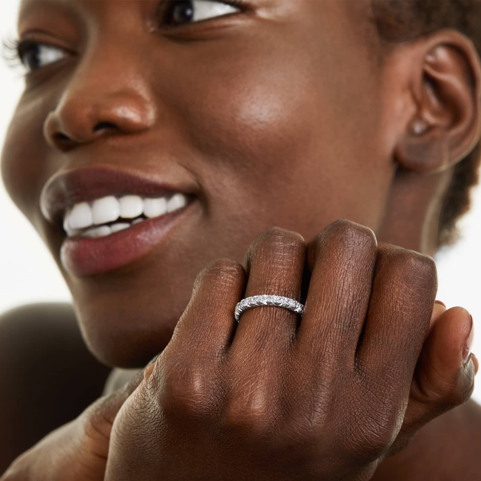 French Pavé Lab Grown Diamond Eternity Ring, EF Color, VS Clarity, IGI Certified