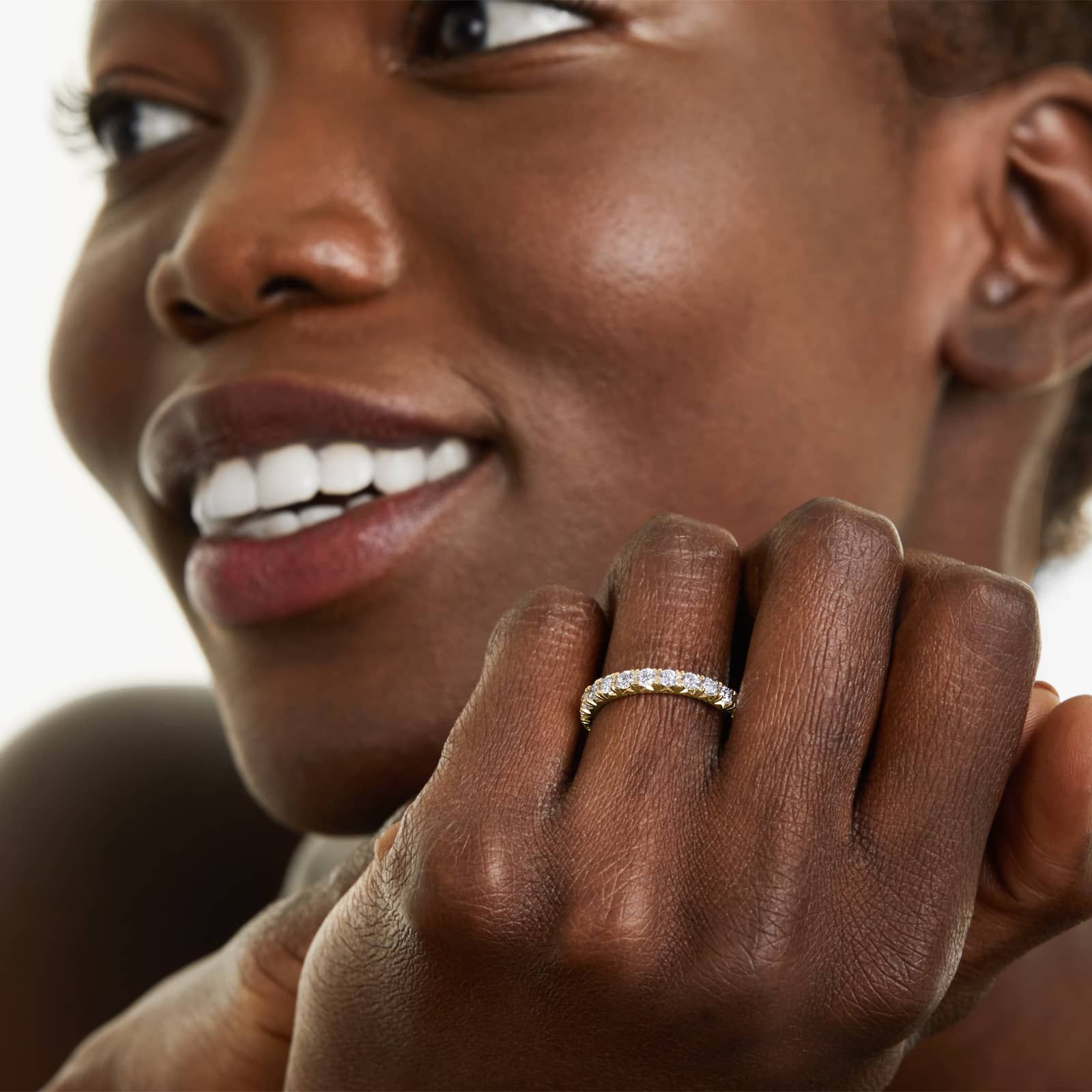 French Pavé Lab Grown Diamond Eternity Ring, EF Color, VS Clarity, IGI Certified