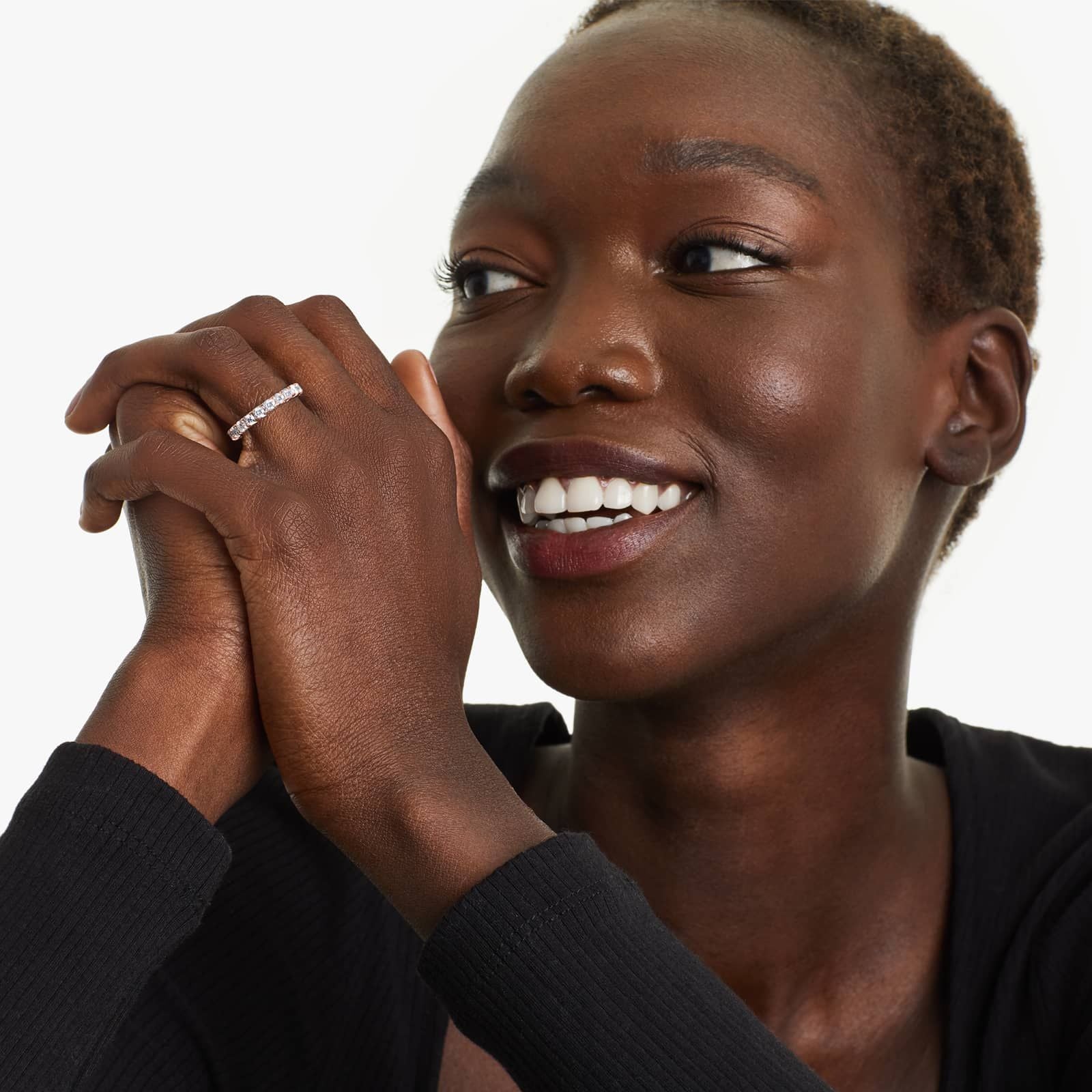 French Pavé Lab Grown Diamond Eternity Ring, EF Color, VS Clarity, IGI Certified