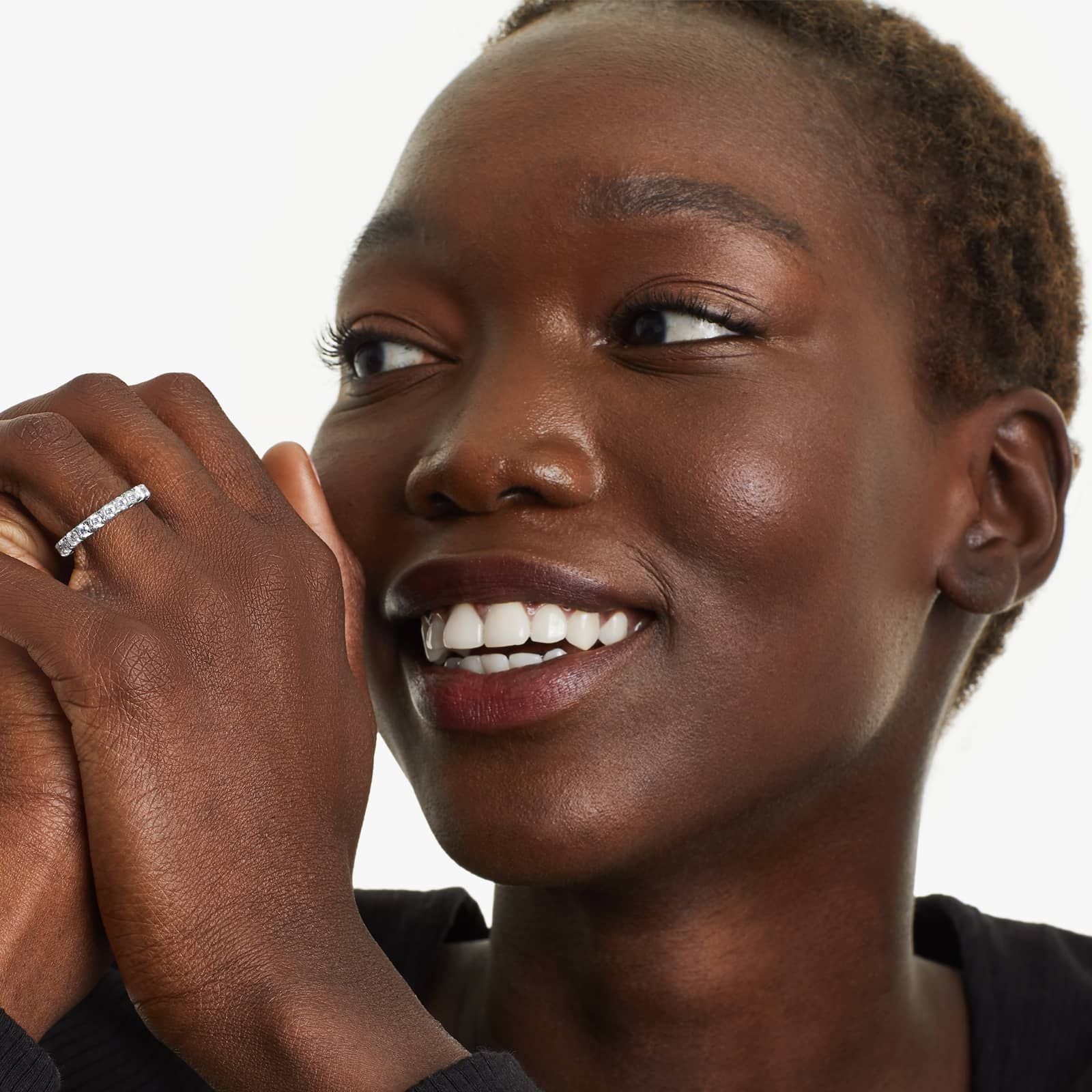 French Pavé Lab Grown Diamond Eternity Ring, EF Color, VS Clarity, IGI Certified