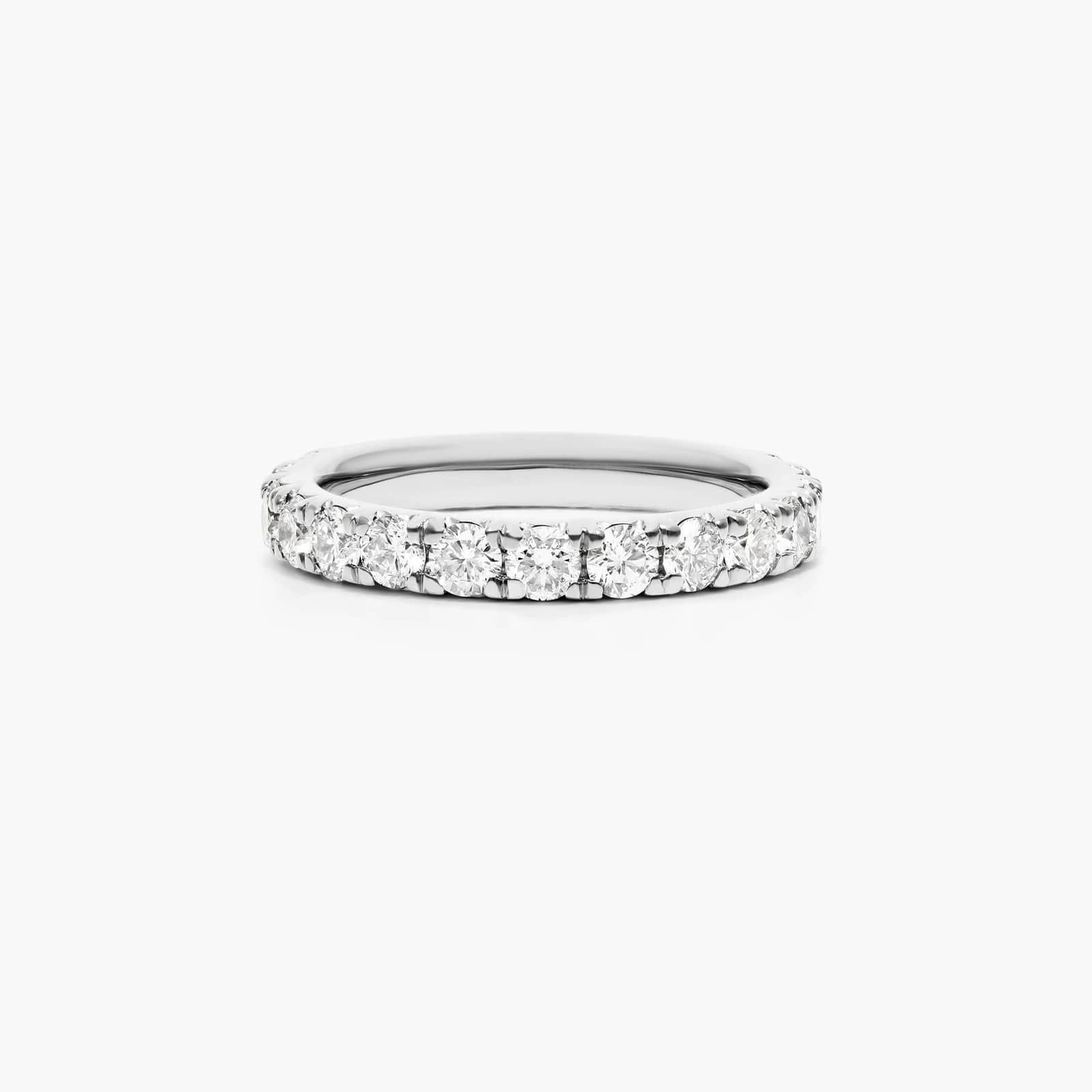 French Pavé Round Lab Grown Diamond Eternity Band | EF Color, VS Clarity | IGI Certified | 1.00tcw – 3.00tcw | 14k/18k Gold
