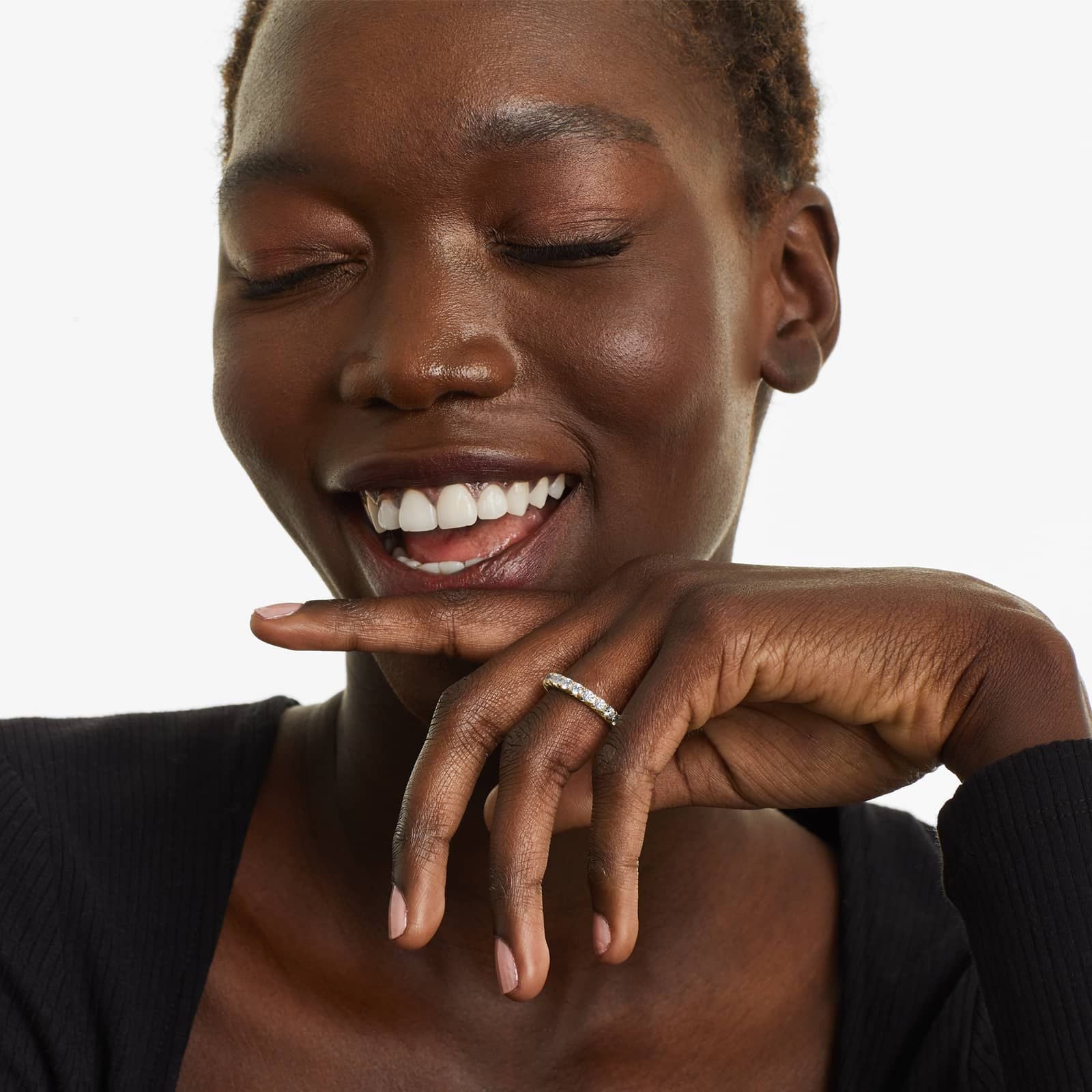 French Pavé Lab Grown Diamond Eternity Ring, EF Color, VS Clarity, IGI Certified