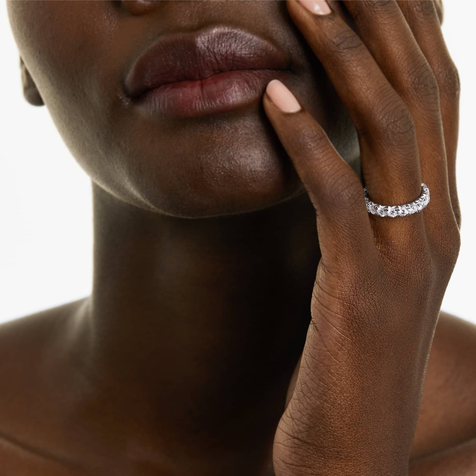 French Pavé Lab Grown Diamond Eternity Ring, EF Color, VS Clarity, IGI Certified