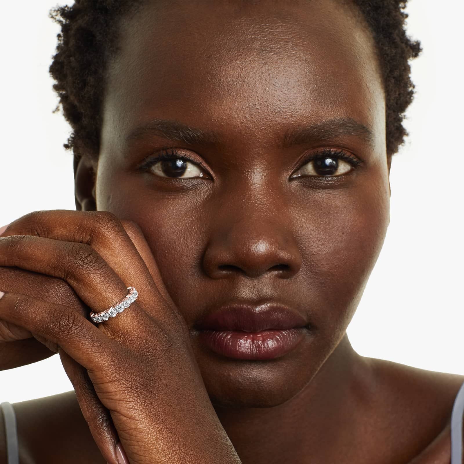 French Pavé Lab Grown Diamond Eternity Ring, EF Color, VS Clarity, IGI Certified