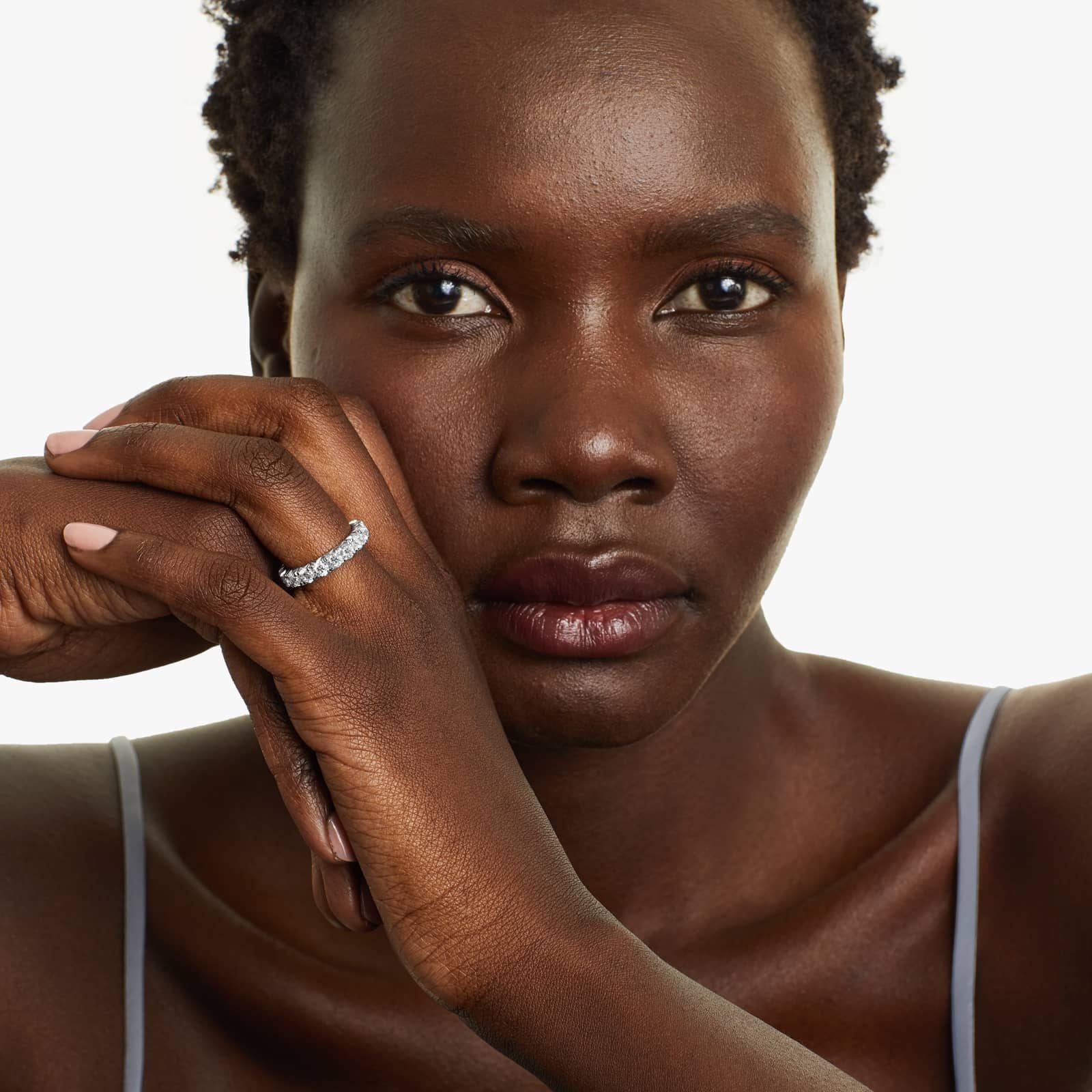 French Pavé Lab Grown Diamond Eternity Ring, EF Color, VS Clarity, IGI Certified