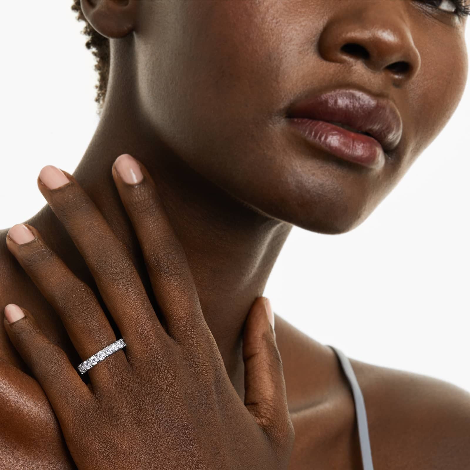 French Pavé Lab Grown Diamond Eternity Ring, EF Color, VS Clarity, IGI Certified