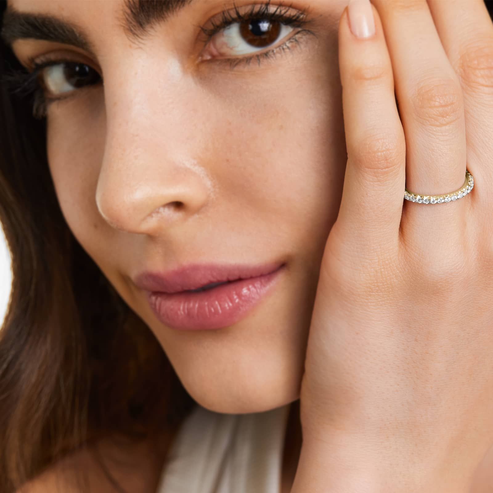 French Pavé Round Lab Grown Diamond Eternity Band | EF Color, VS Clarity | IGI Certified | 1.00tcw – 3.00tcw | 14k/18k Gold