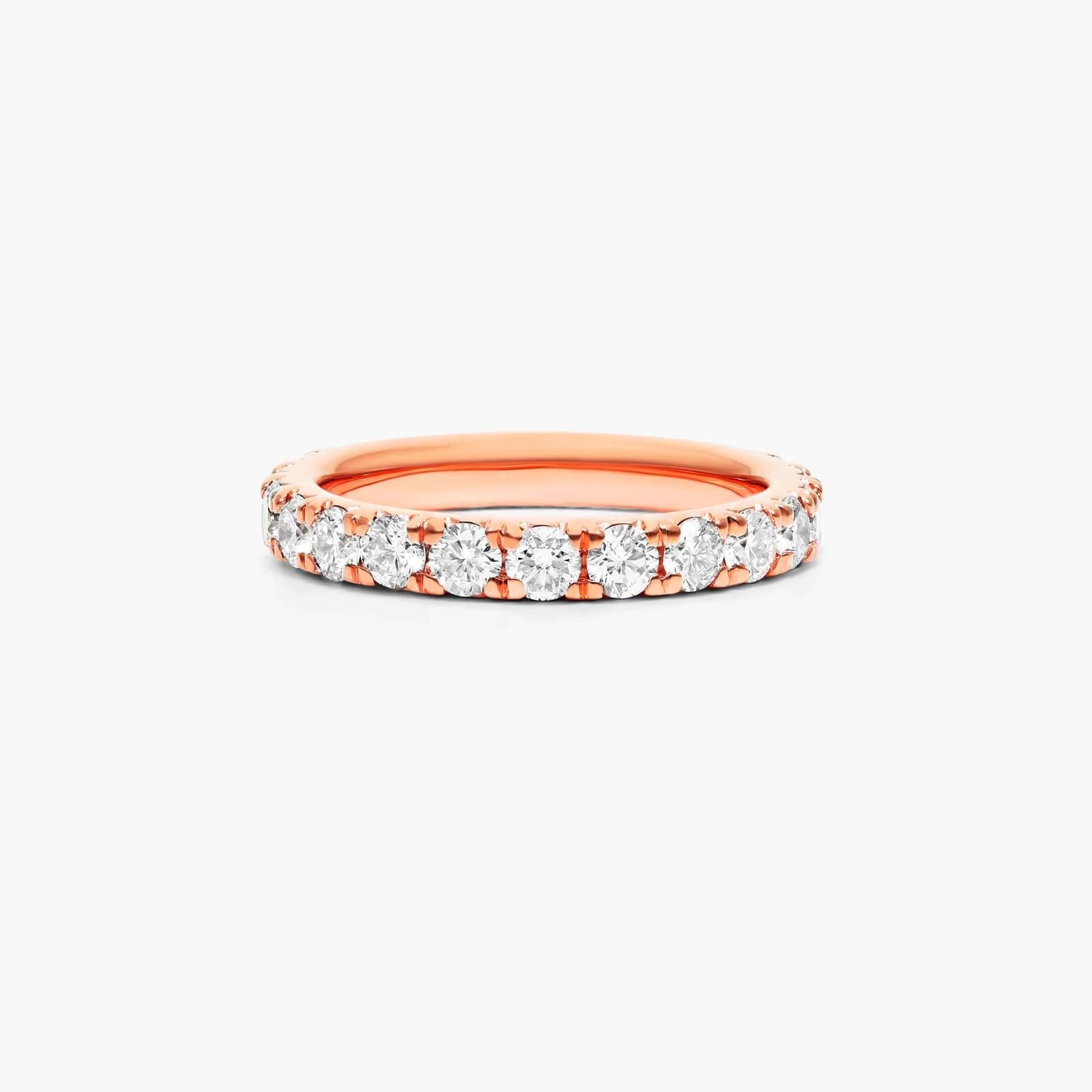 French Pavé Round Lab Grown Diamond Eternity Band | EF Color, VS Clarity | IGI Certified | 1.00tcw – 3.00tcw | 14k/18k Gold