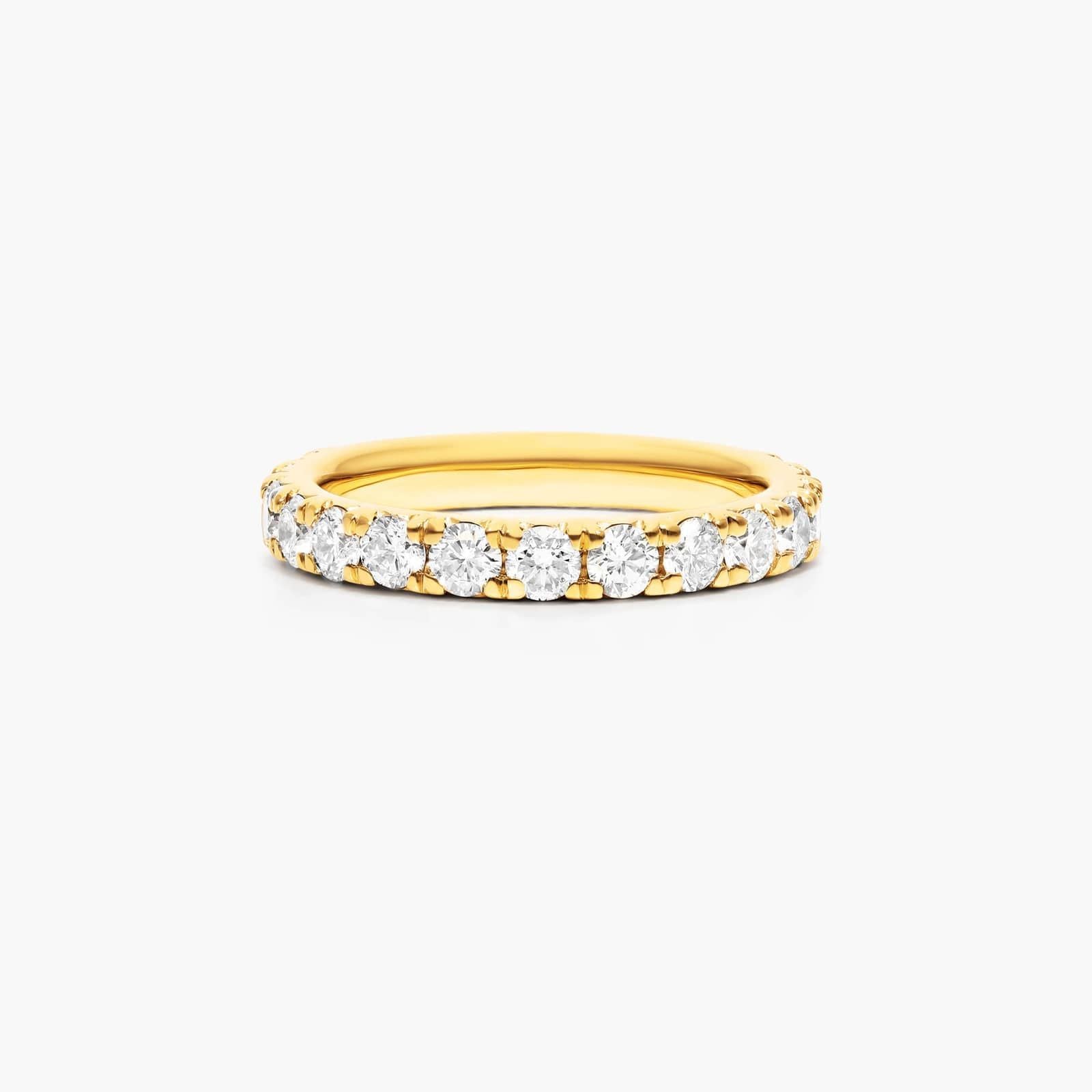 French Pavé Round Lab Grown Diamond Eternity Band | EF Color, VS Clarity | IGI Certified | 1.00tcw – 3.00tcw | 14k/18k Gold