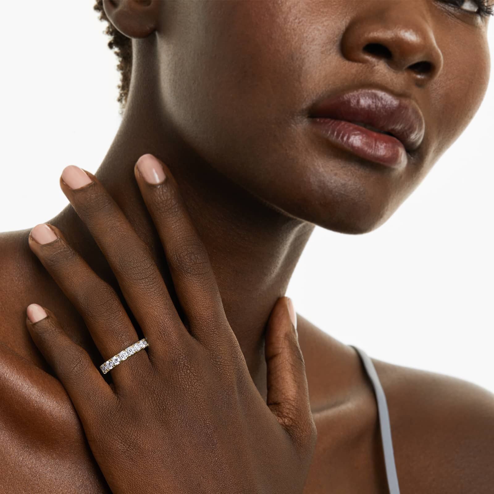 French Pavé Round Lab Grown Diamond Eternity Band | EF Color, VS Clarity | IGI Certified | 1.00tcw – 3.00tcw | 14k/18k Gold