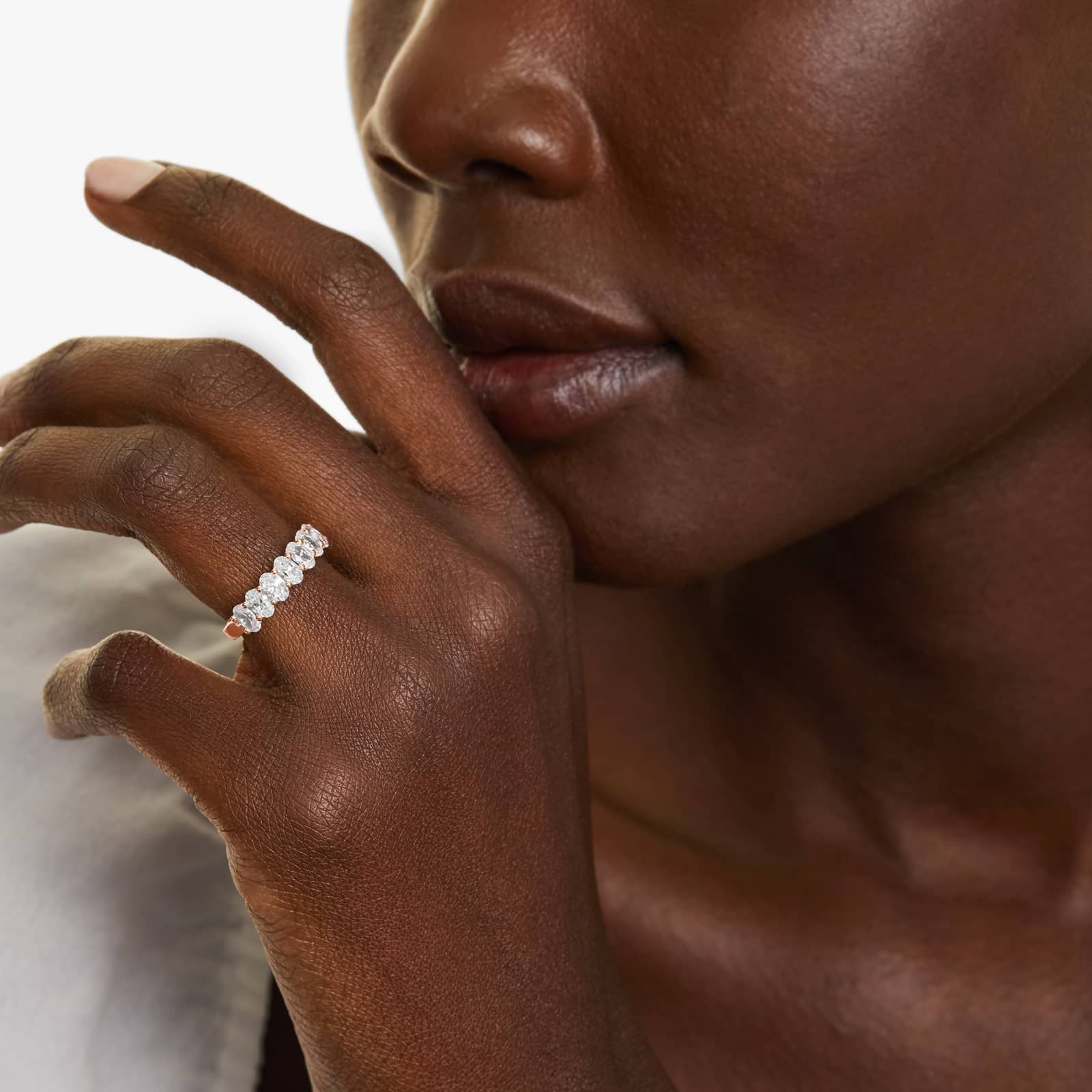 Seven Stone Oval Shape Lab Grown Diamond Ring