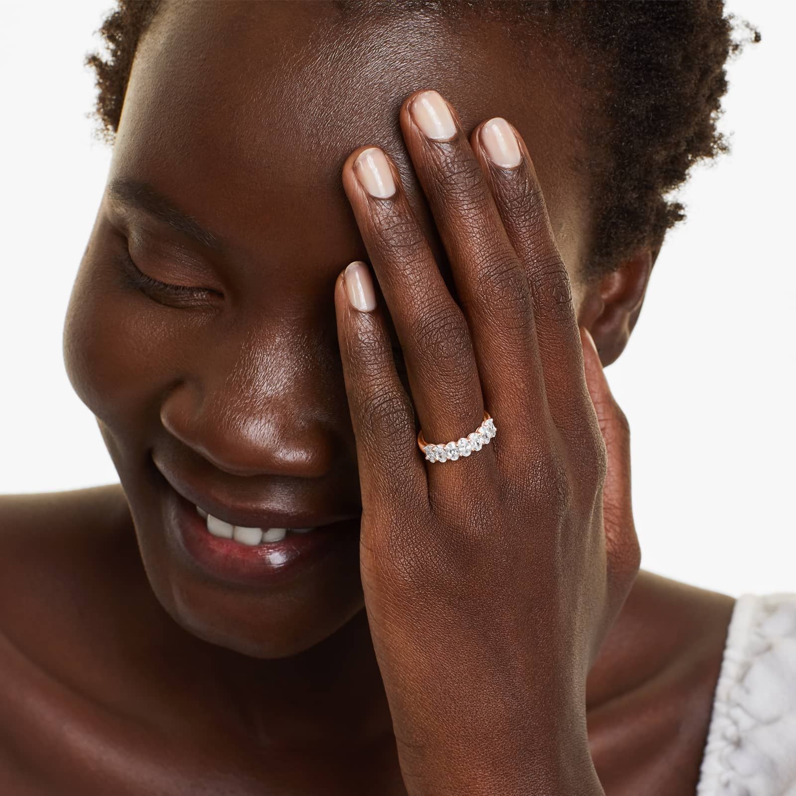Seven Stone Oval Shape Lab Grown Diamond Ring