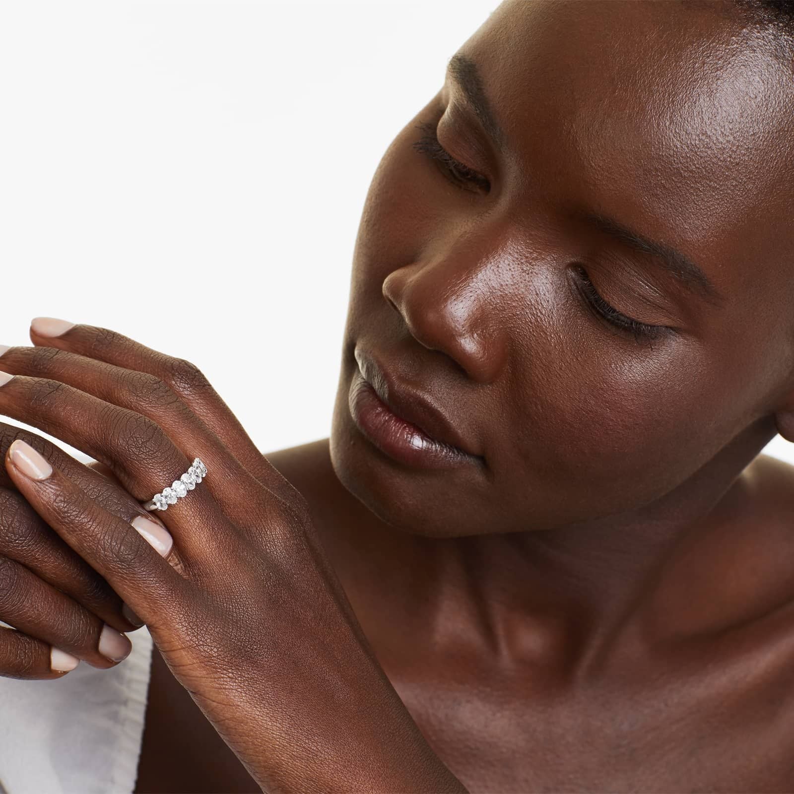 Seven Stone Oval Shape Lab Grown Diamond Ring