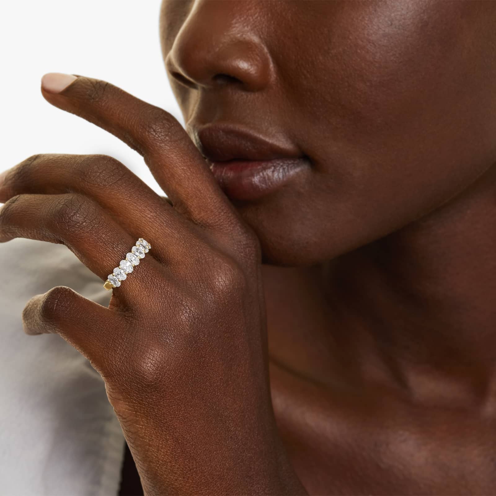 Seven Stone Oval Shape Lab Grown Diamond Ring