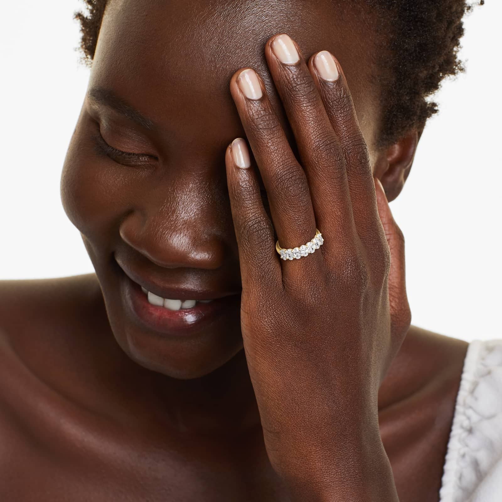 Seven Stone Oval Shape Lab Grown Diamond Ring