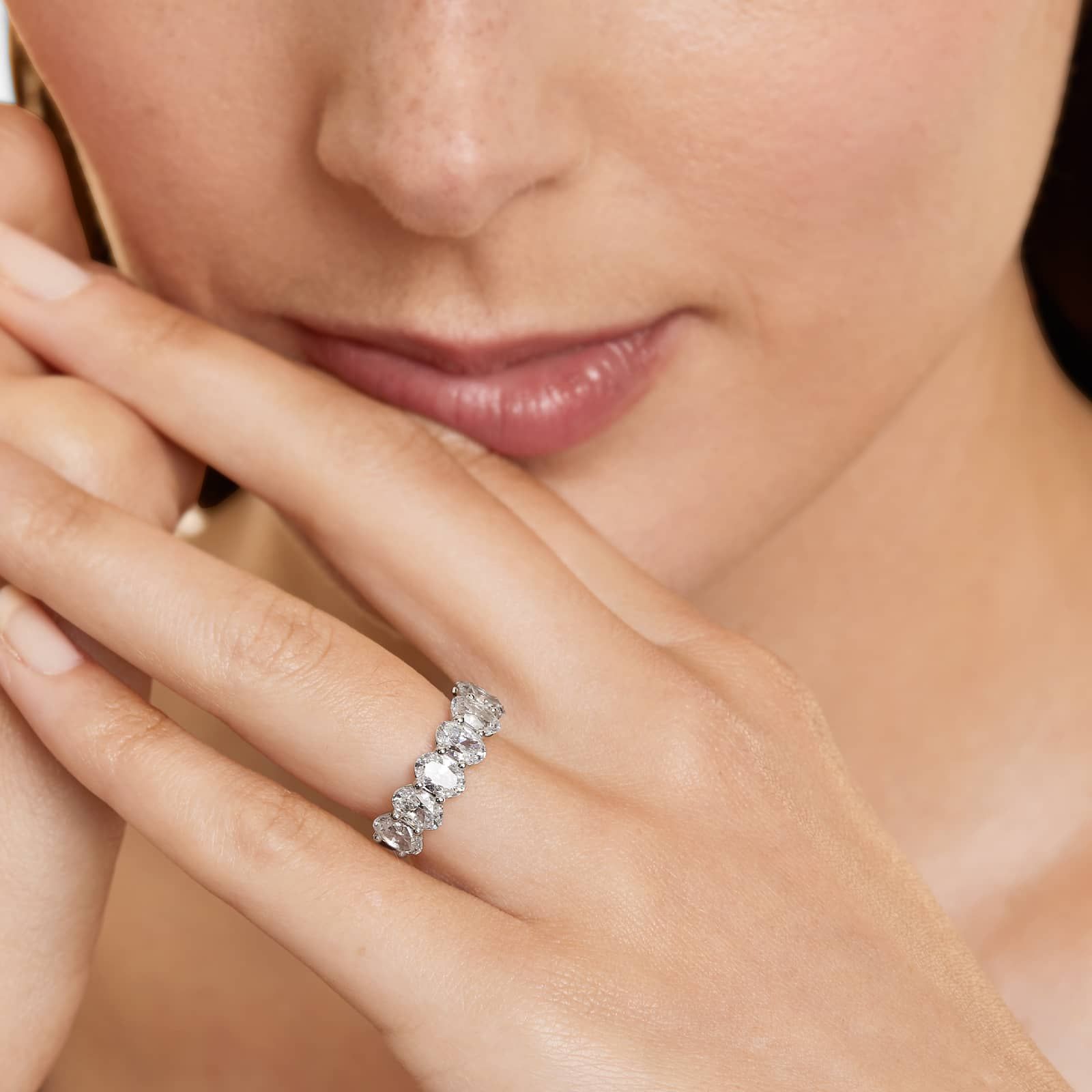 Seven Stone Oval Shape Lab Grown Diamond Ring