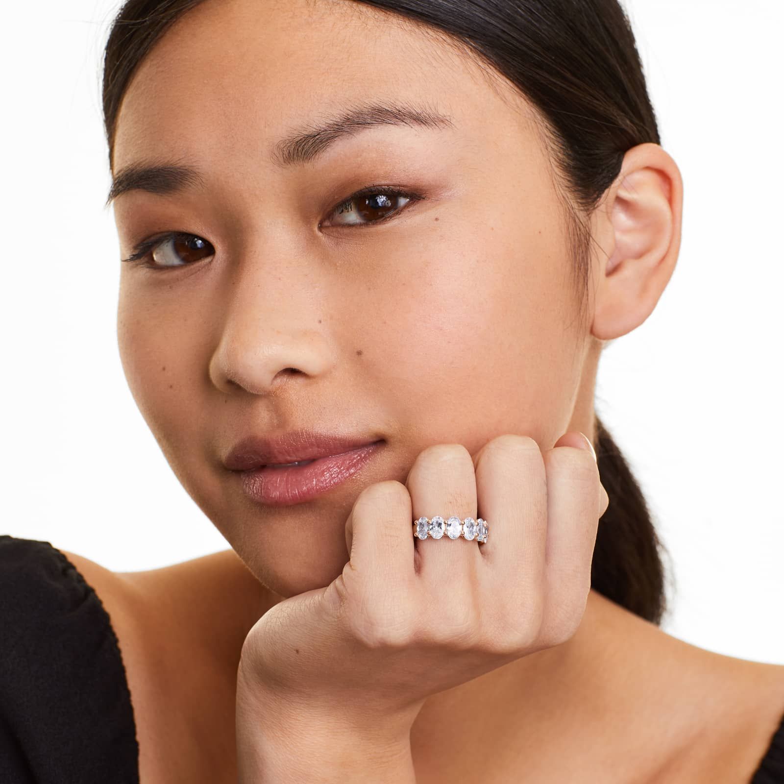 Seven Stone Oval Shape Lab Grown Diamond Ring