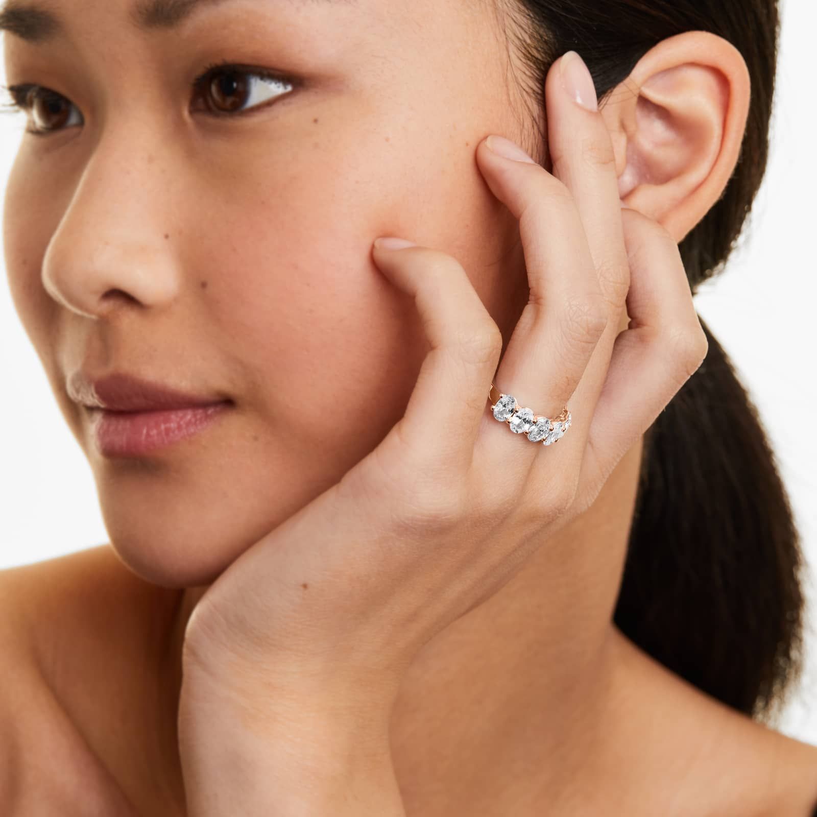 Seven Stone Oval Shape Lab Grown Diamond Ring