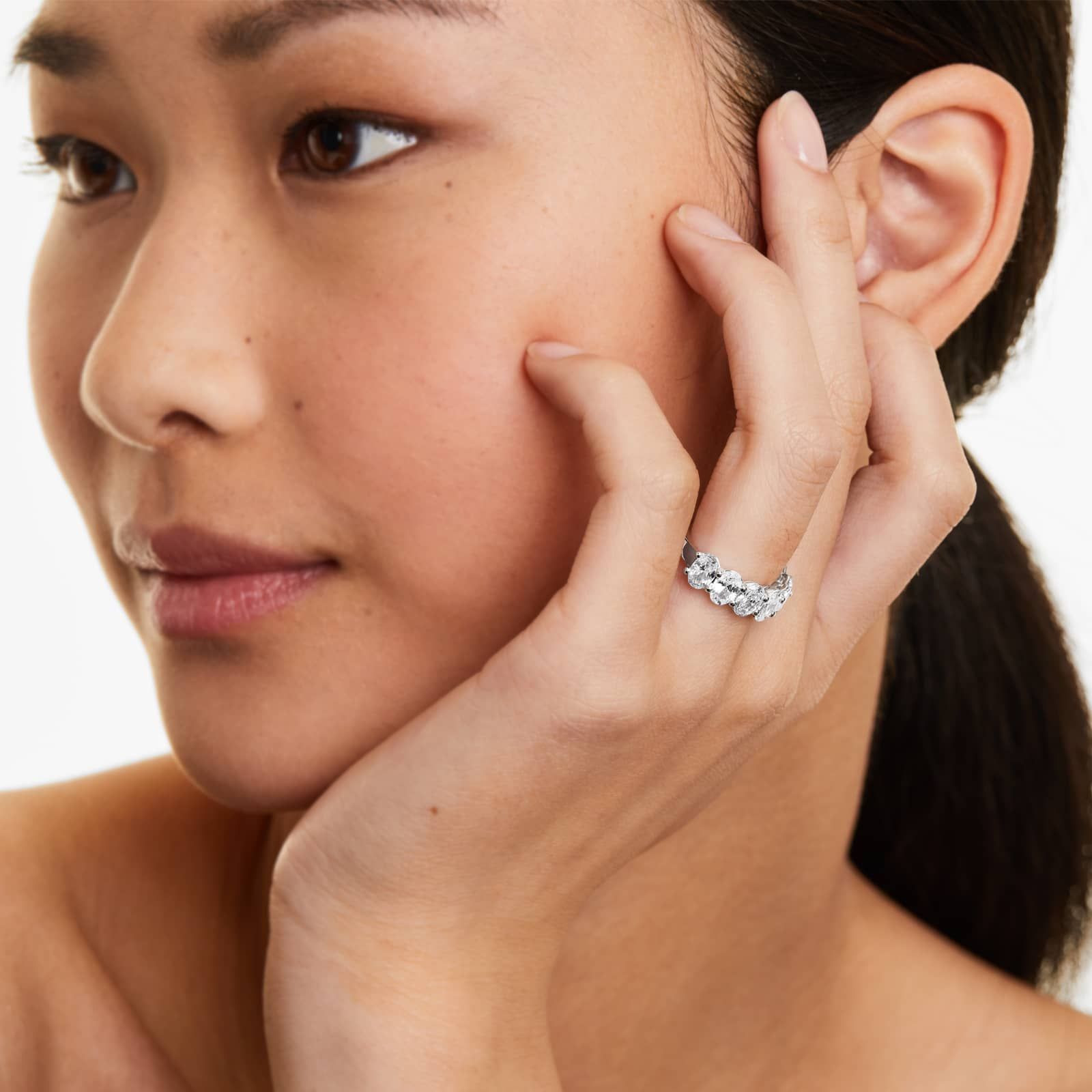 Seven Stone Oval Shape Lab Grown Diamond Ring