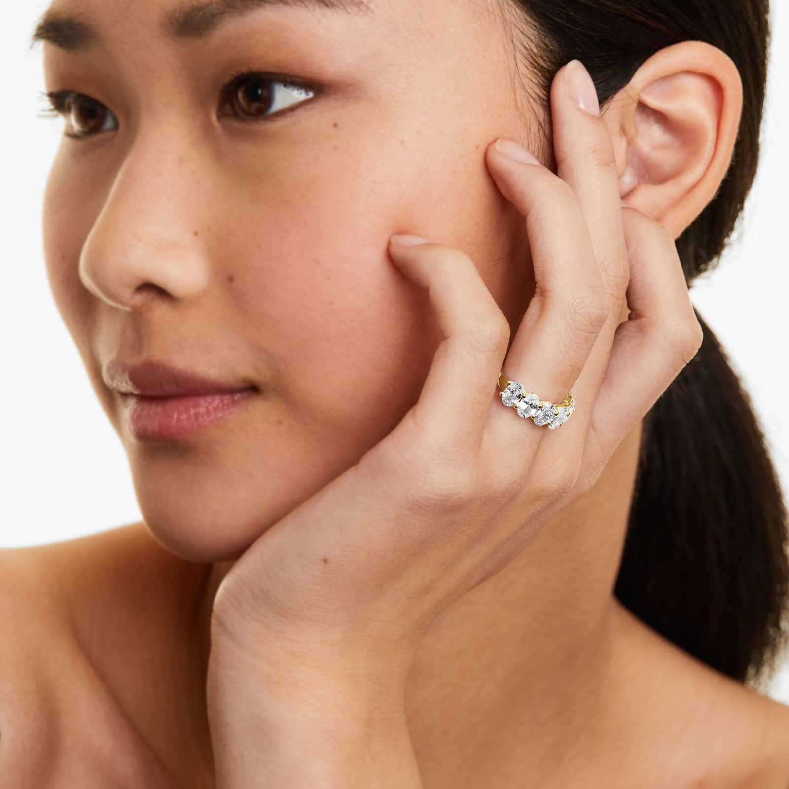 Seven Stone Oval Shape Lab Grown Diamond Ring