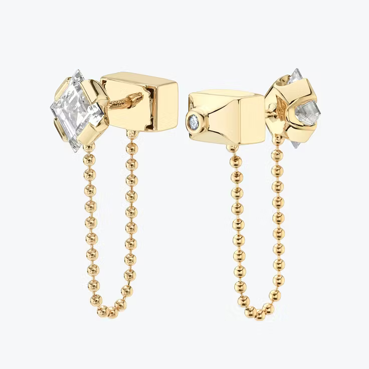 Lozenge Lab Grown Diamond Connected Earring, EF Color, VS Clarity, IGI Certified