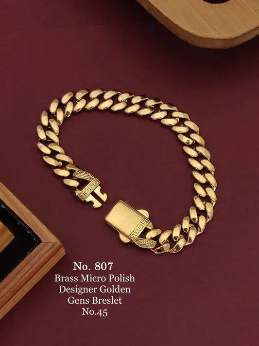 Brass Micro Polish Designer Golden Gent's Bracelet