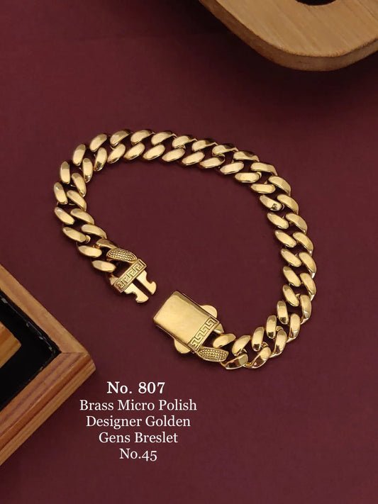 Brass Micro Polish Designer Golden Gent's Bracelet