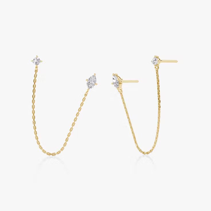 0.28CTW Shooting Star Diamond Earrings | Marquise, Baguette & Round Brilliant Lab Diamonds | IGI Certified